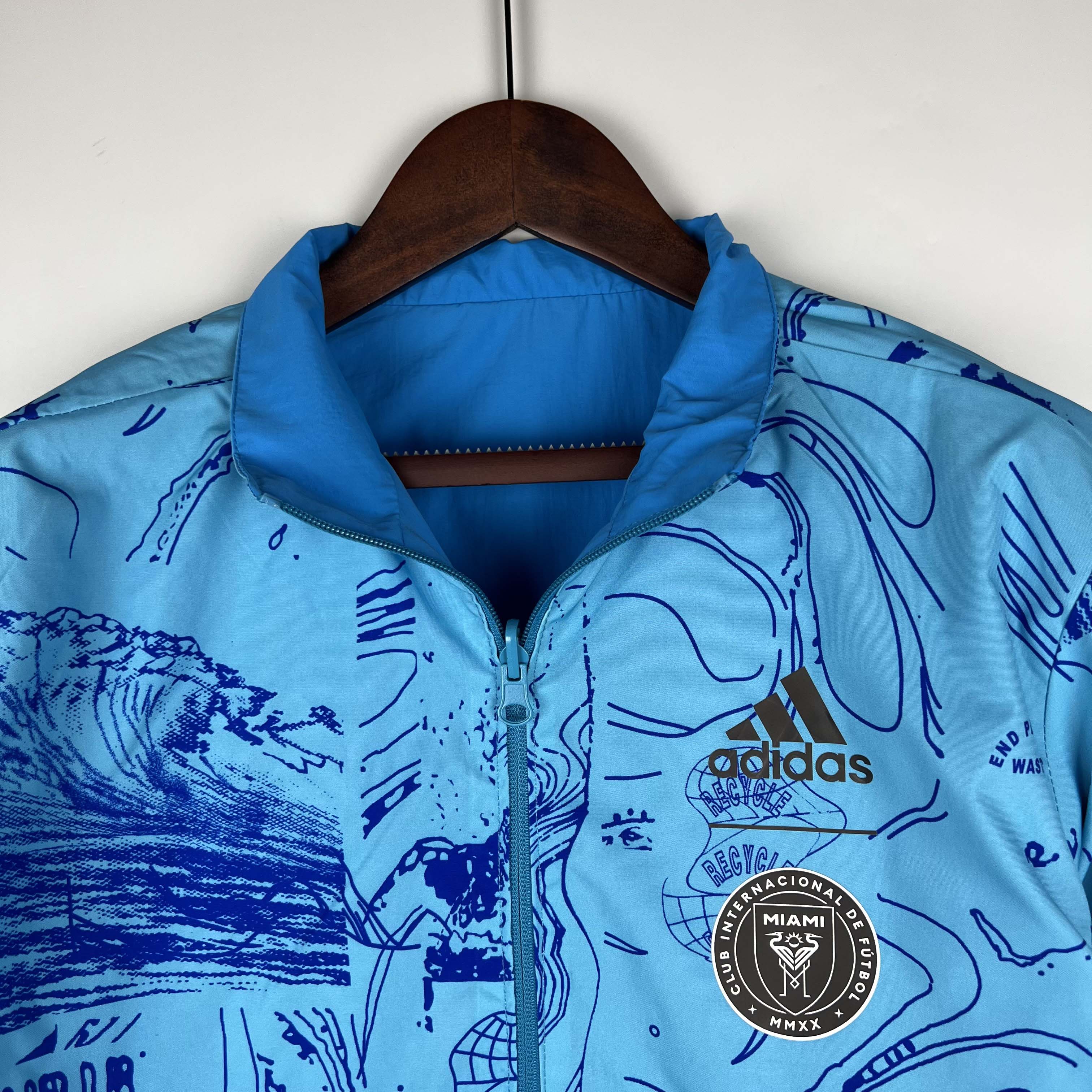 2023/2024 Inter Miami Reversible Windbreaker Blue Soccer Jersey 1:1 Thai Quality