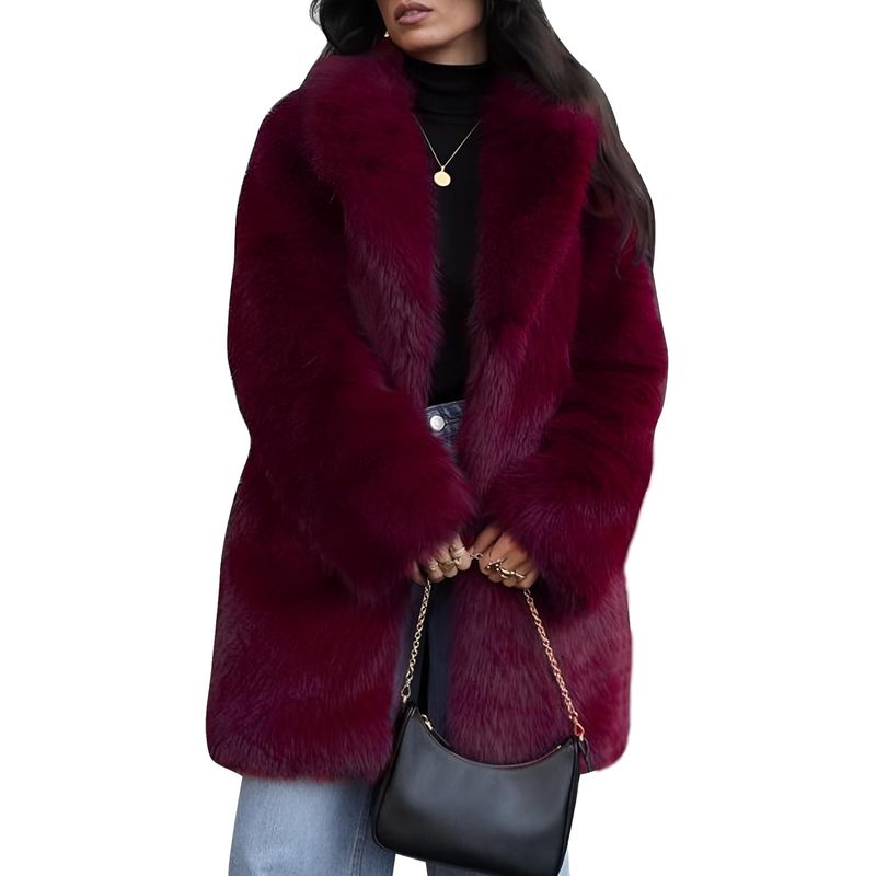 Women's Long Faux Fur Coats Fluffy Faux Fur Jacket Long