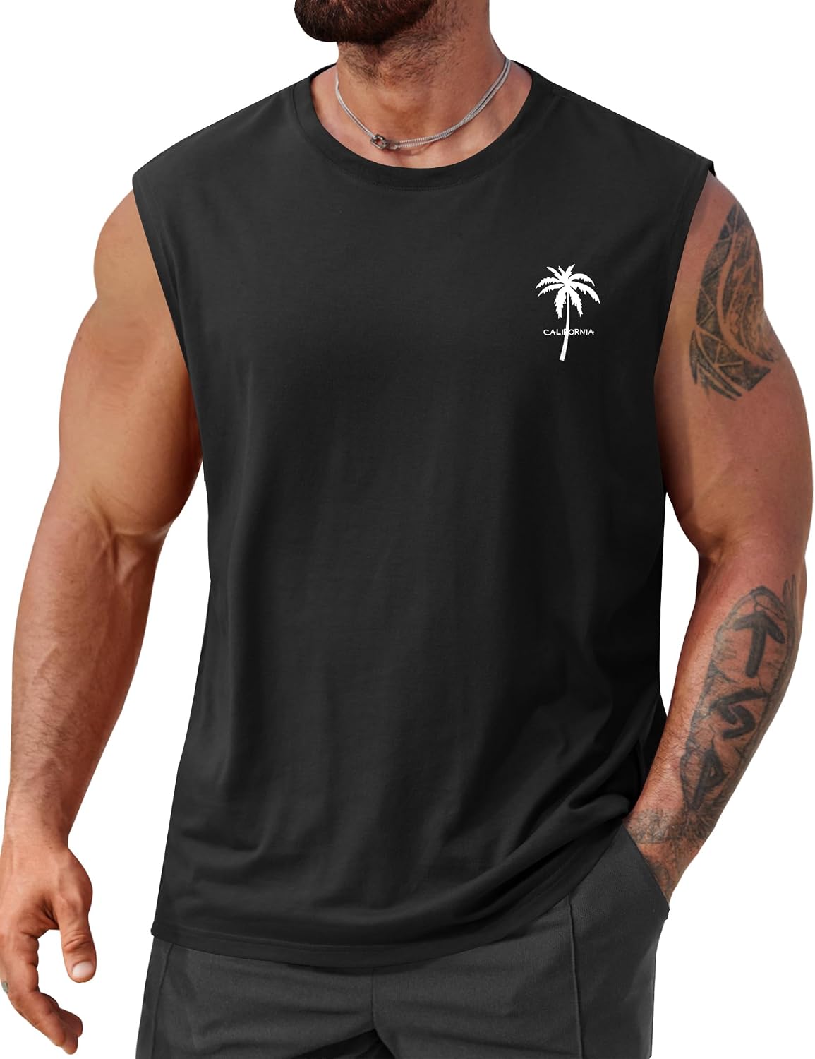 Men's Beach Summer Tank Tops Palm Tree Graphic