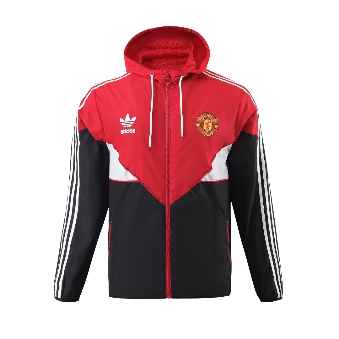 2023/24 Manchester United black and red hooded windbreaker 1:1 Thai quality