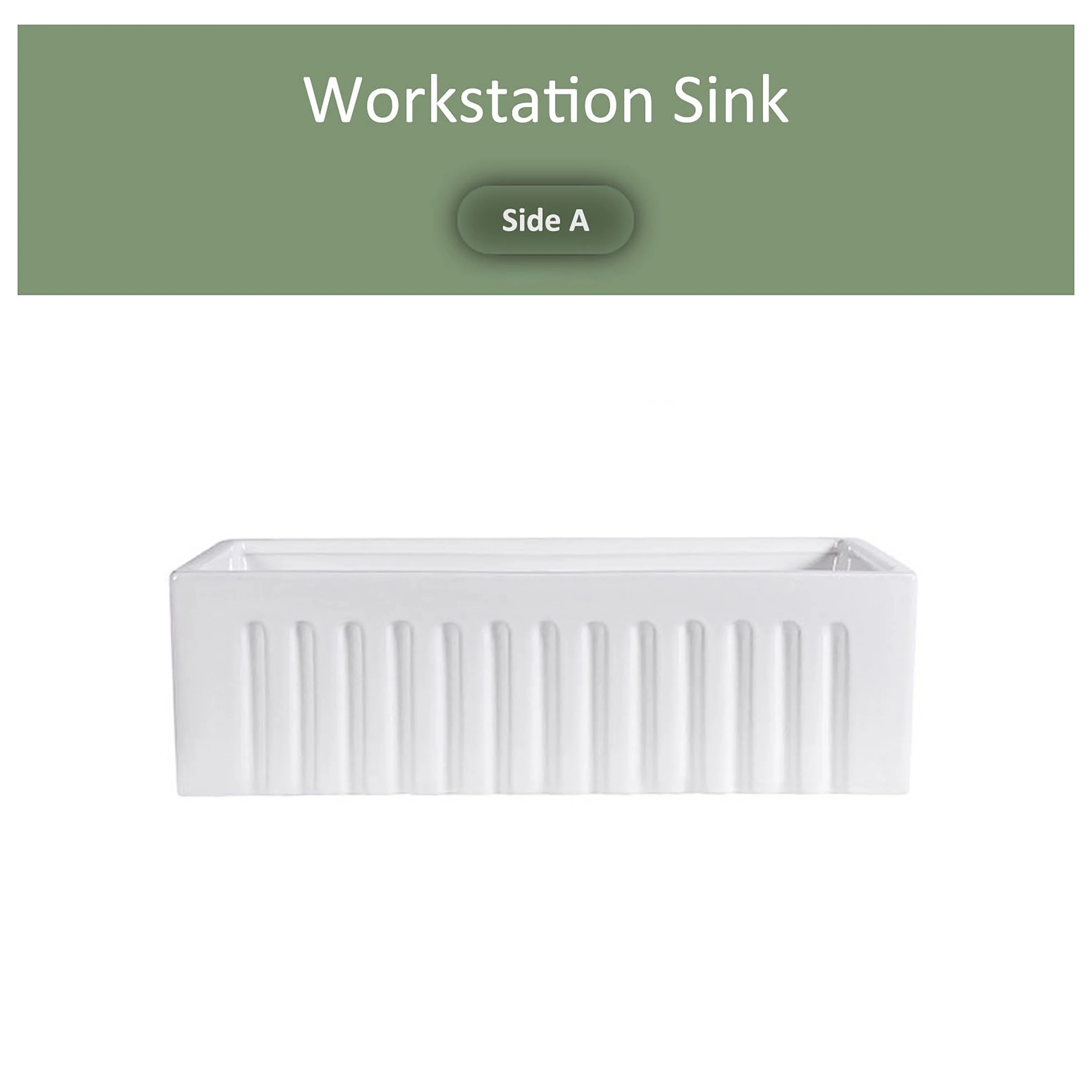 MEJE #KS3320 33x20 inch 50/50 Double Bowl , Ceramic Apron-front Step Rim Workstation Farmhouse Kitchen Sink , with Cutting Board ,Grid & Strainer - White