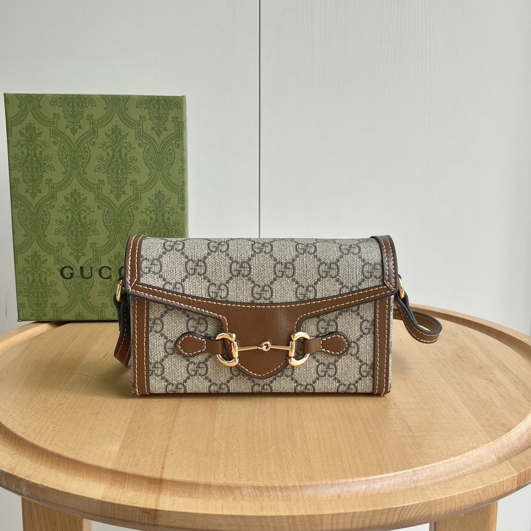 Gucci Horsebit 1955 Canvas & Leather Shoulder Bag