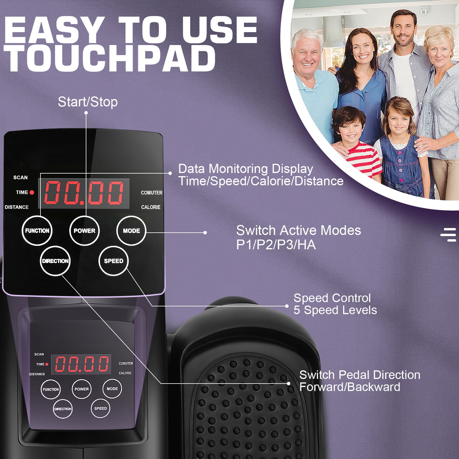 Elliptical Machine, Under Desk Elliptical with Remote Control, Quiet Home Ellipse Exerciser for Seniors