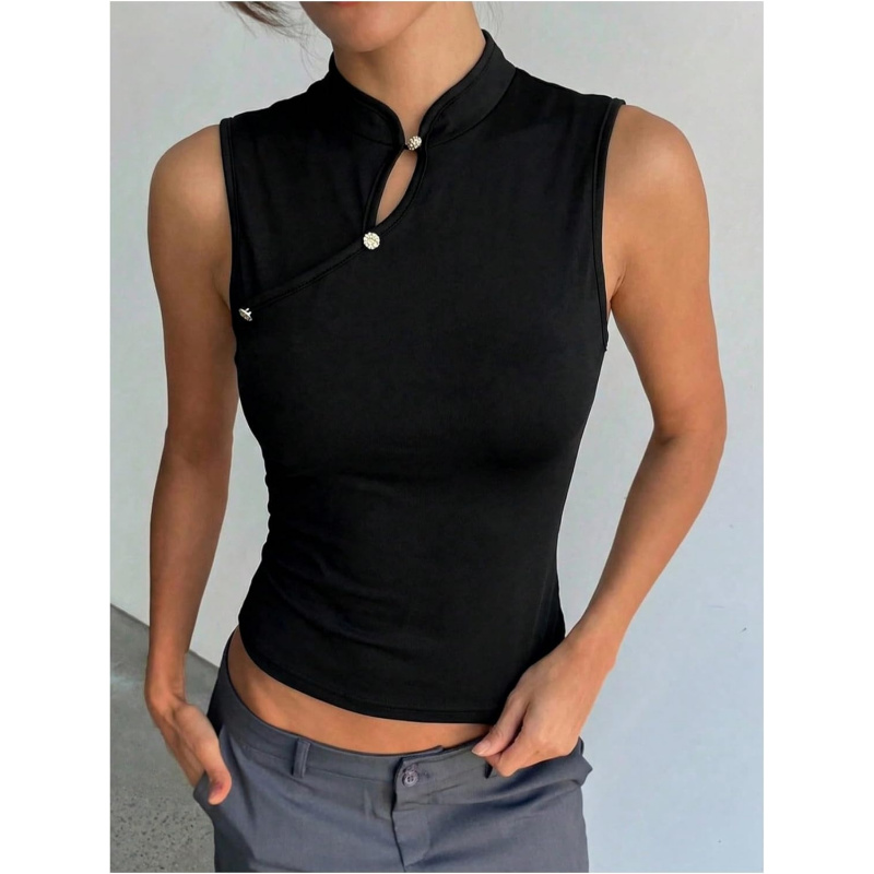 Women's Summer Cheongsam Top Mock Neck
