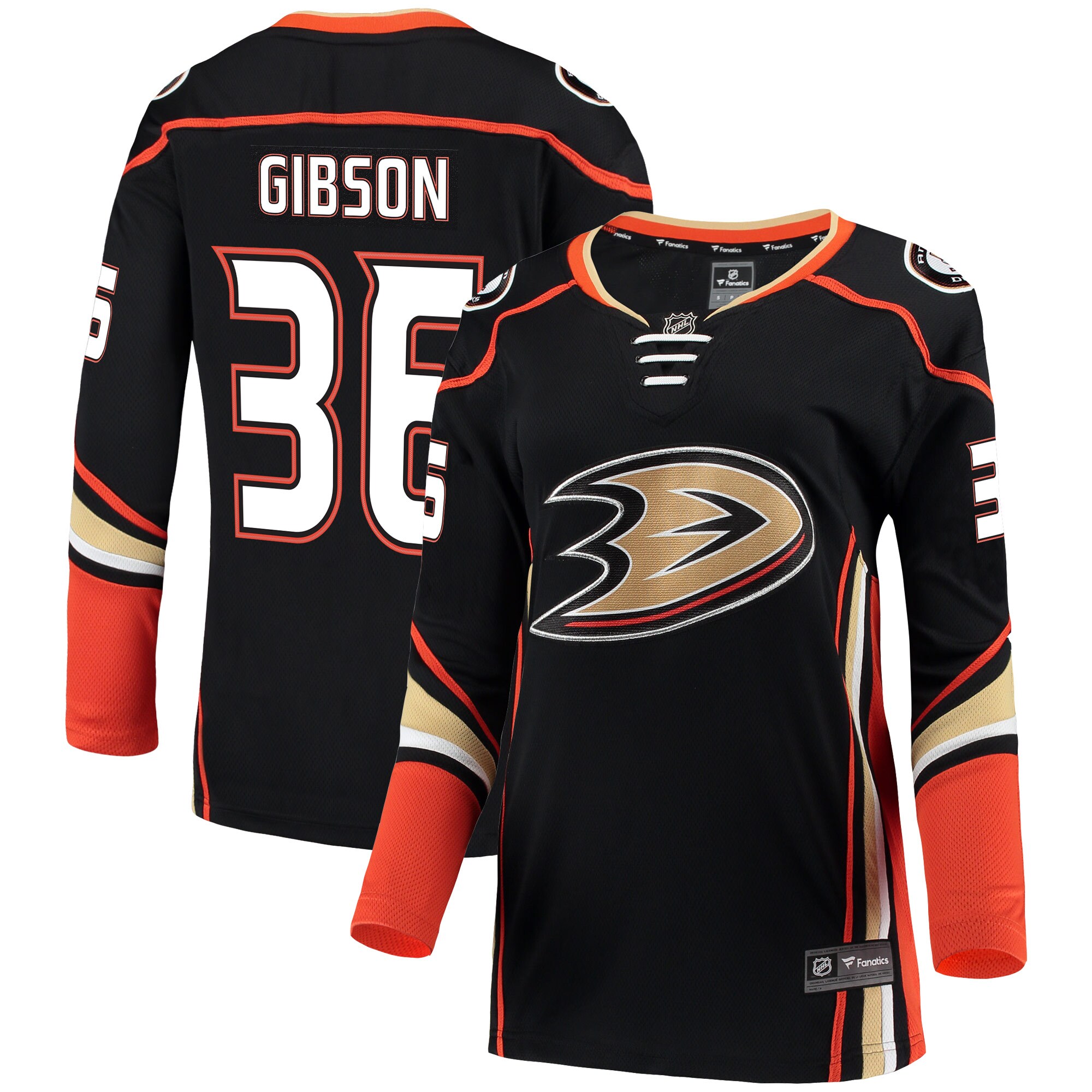 John Gibson Anaheim Ducks Fanatics Women’s Breakaway Jersey – Black