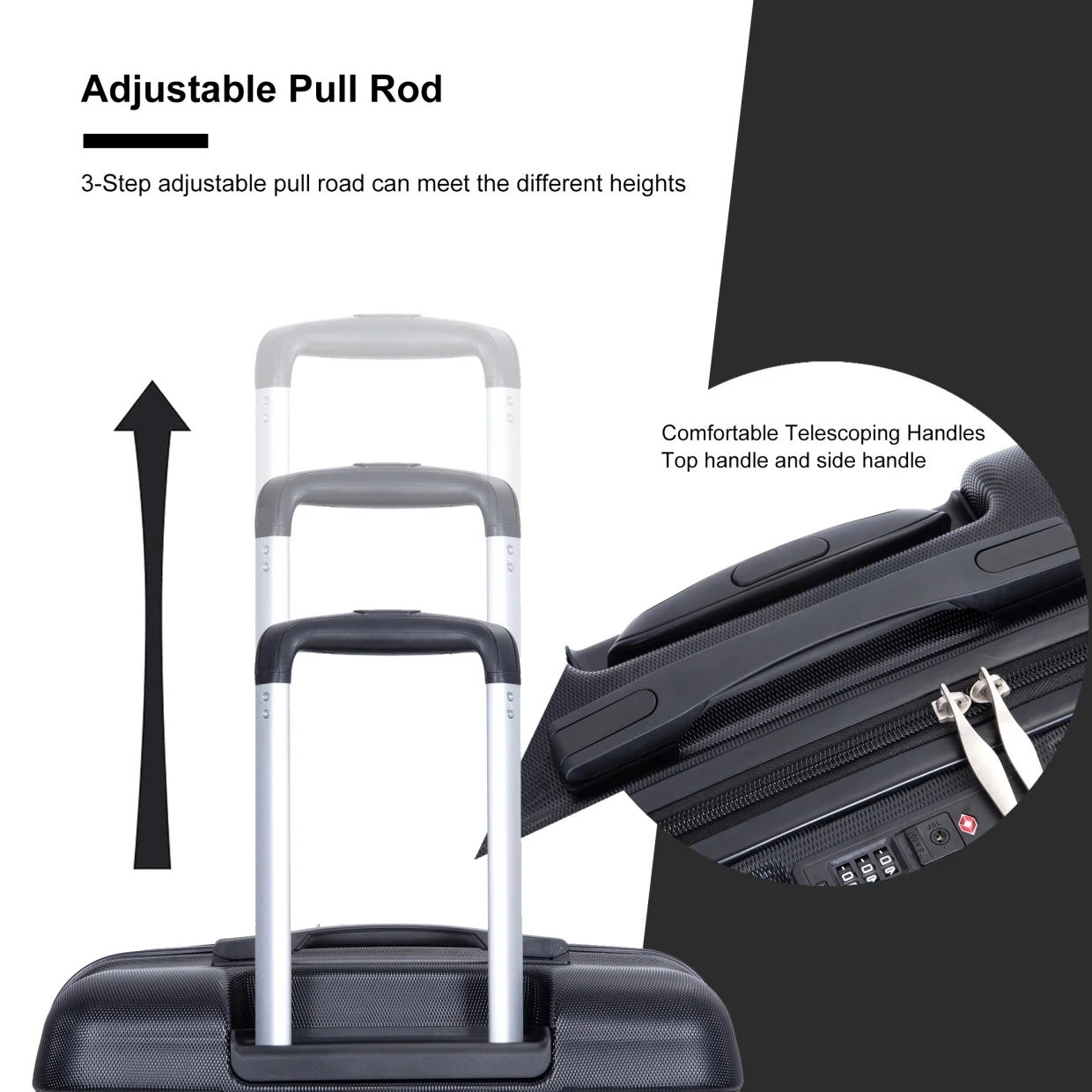 3 Piece Luggage Sets, PC Lightweight Durable Expandable Suitcase with 2 Hooks and TSA Lock, Suitcases with Wheels,21in 25in 29in,Gray