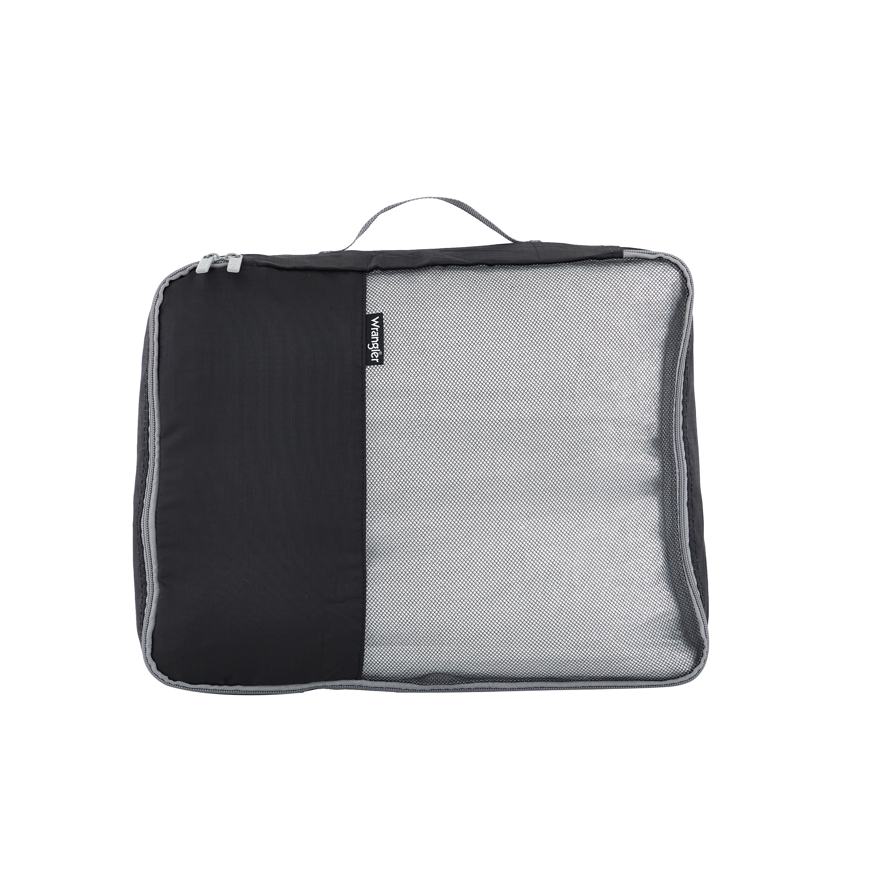 Wrangler 4 Piece Expandable Hardside Spinner Luggage Set with Packing Cubes, Sharkskin Grey