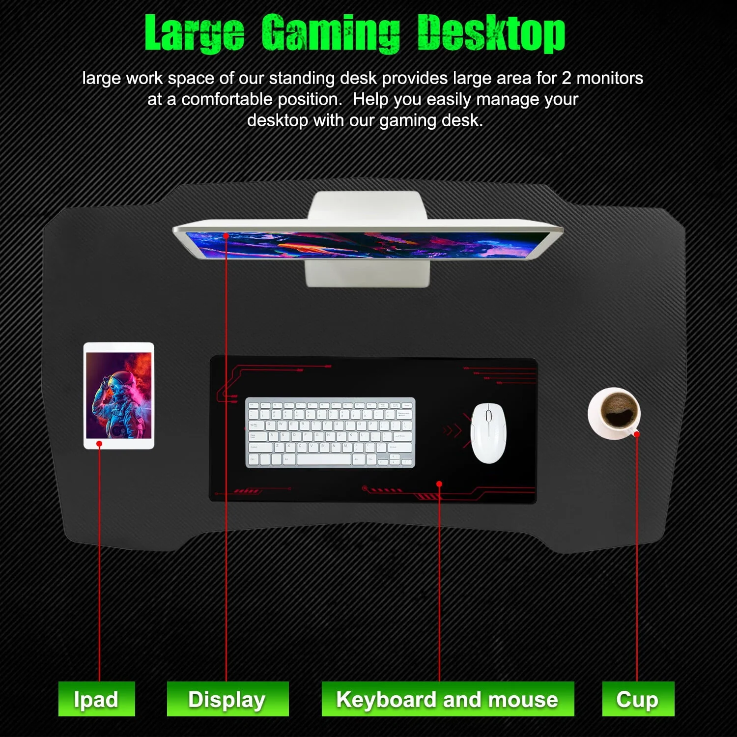 YRLLENSDAN Gaming Desk Z Shaped 40in Computer Gaming Workstation Ergonomic Gaming Table with Headphone Hook for Game Players, Red