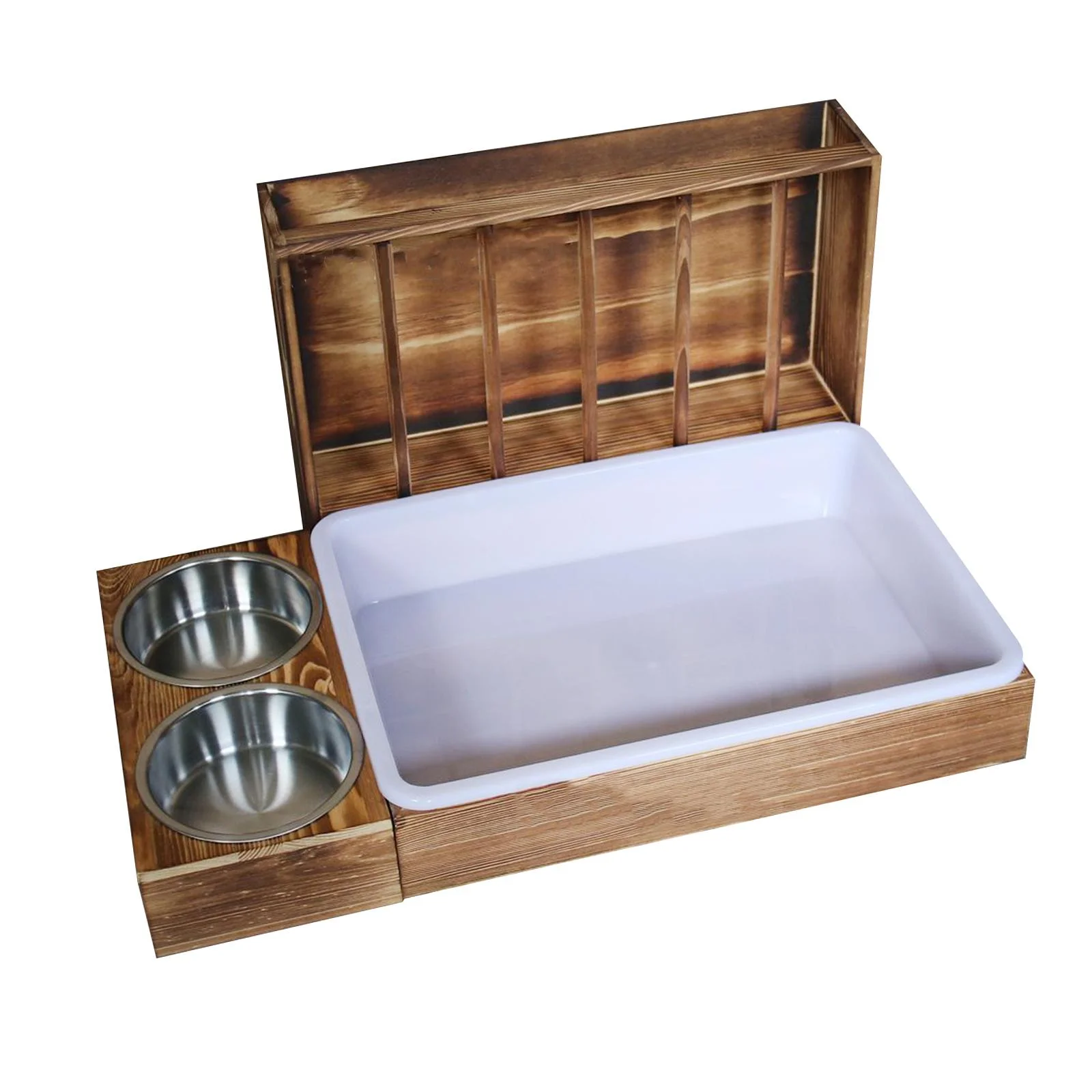 oshhni Rabbit Hay Feeder with 2 Bowls and Litter Box Cage Accessories Hay Container