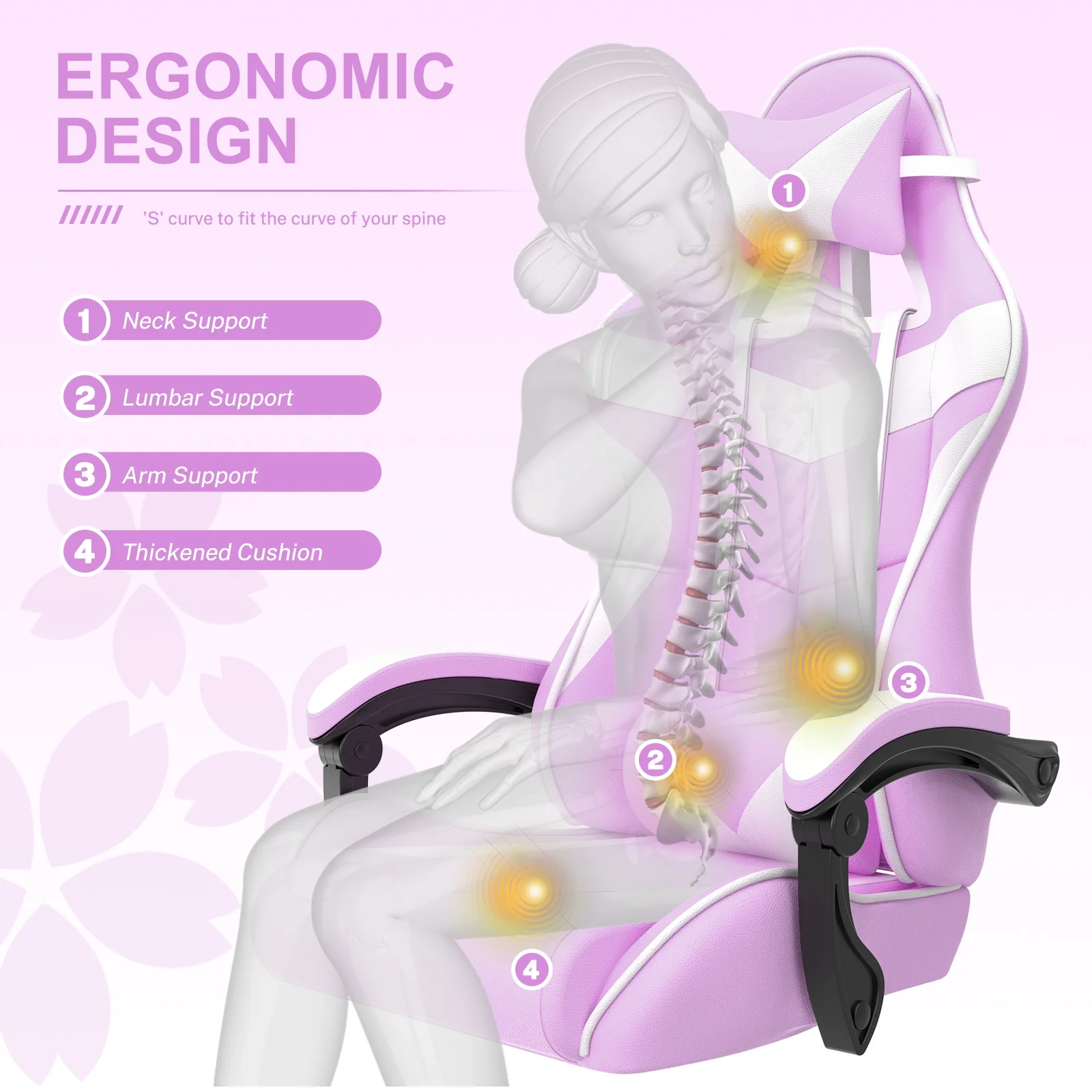 SOONTRANS Green Gaming Chair with Footrest, High Back Gamer Chair with Massage Lumbar Pillow, Gamer Computer Desk Chair (Green)