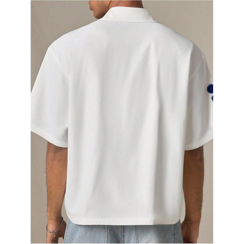 Men's Oversized Short Sleeve Button Down Floral Shirt Collared Summer Streetwear Top