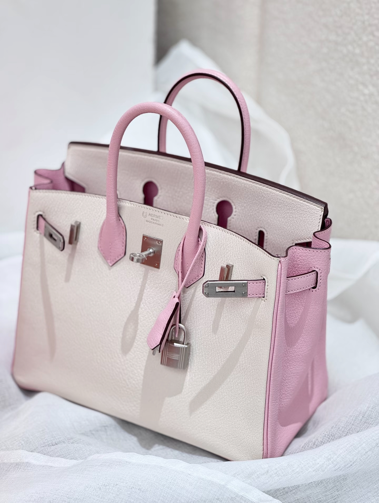 Hermes Kelly Sellier 25 Beton Ostrich Palladium Hardware