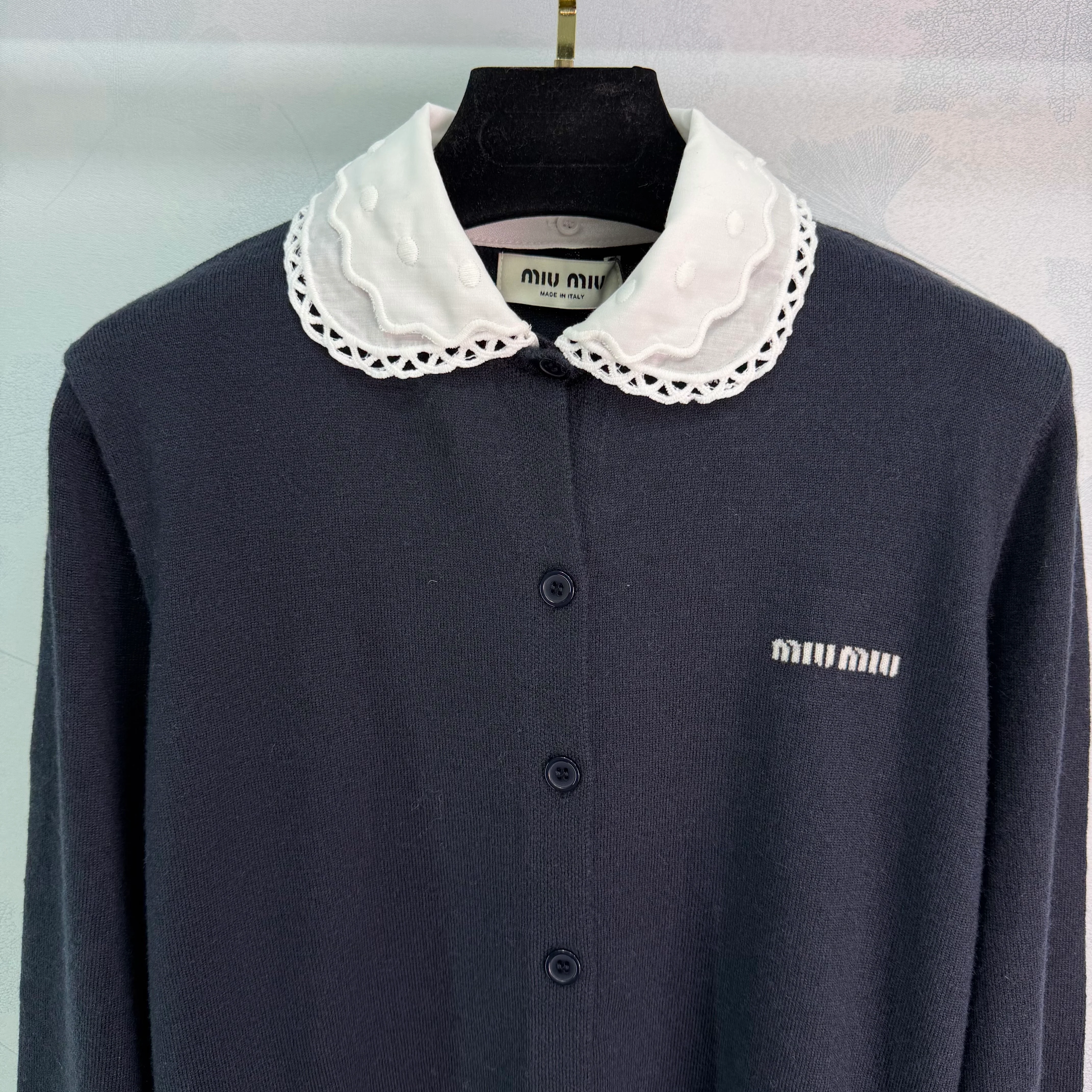 Peter Pan Collar Knit Long-Sleeve Cardigan