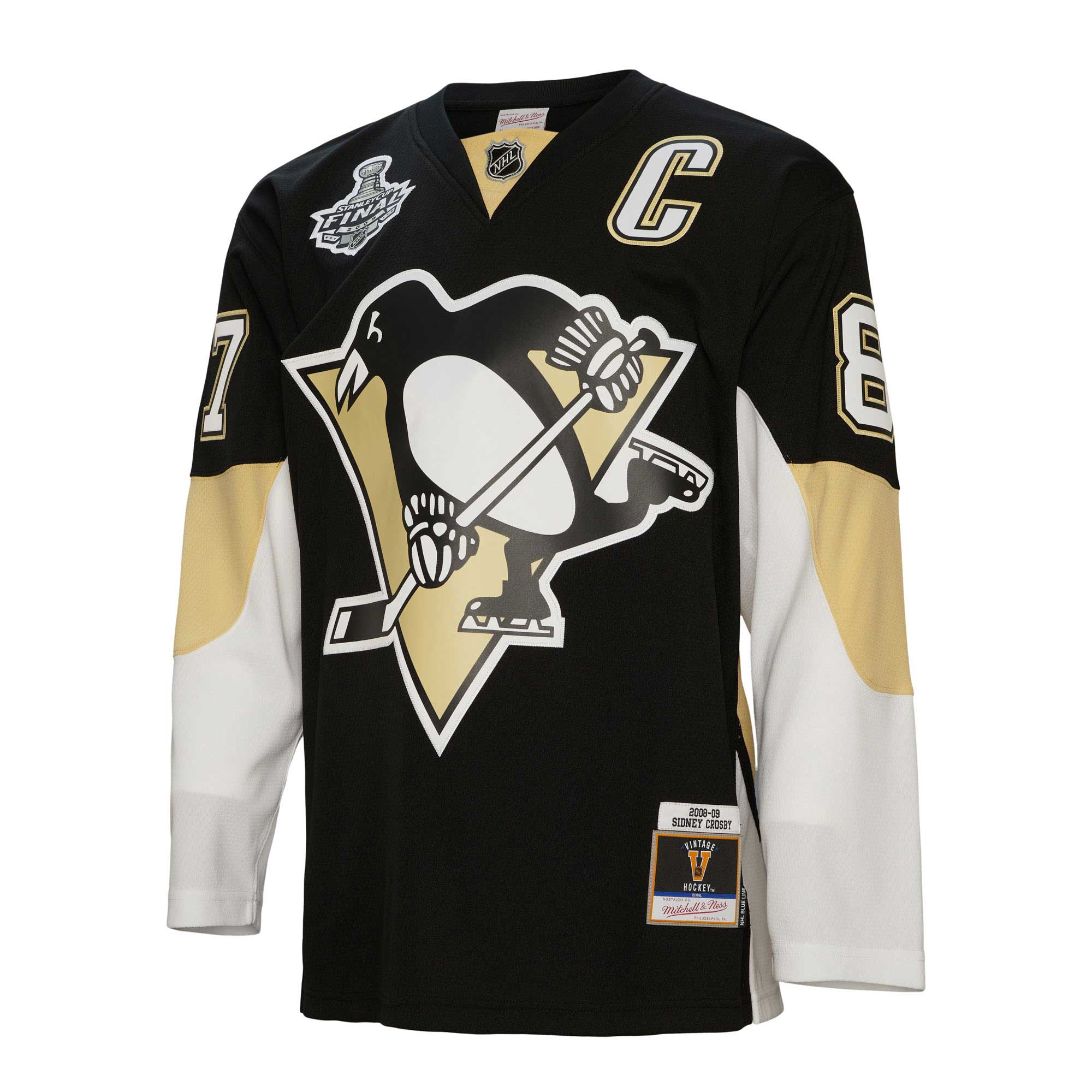 Sidney Crosby Pittsburgh Penguins Mitchell & Ness Big & Tall 2008 Captain Patch Blue Line   Jersey – Black