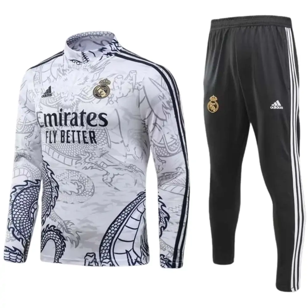 2023/2024 Real Madrid Special Edition Half-Pull Training Suit White Set