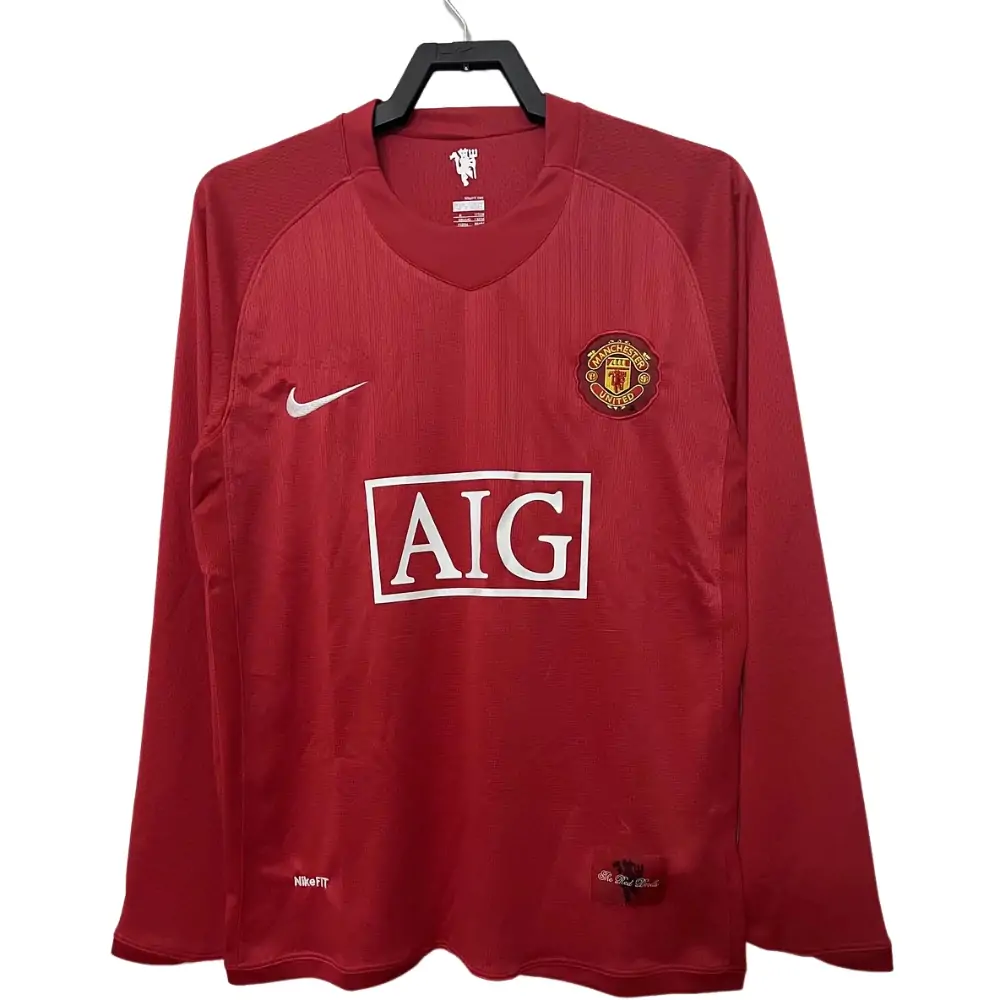 2007/08 Retro Long Sleeve Manchester United Home Jersey League Edition - Fans Edition