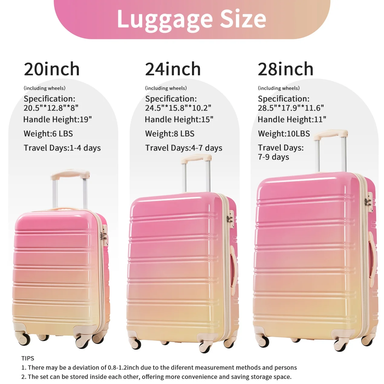Luggage Sets 3 Piece, Hardside Expandable Ultra Durable PC Lightweight Carry On, Travel Suitcase Set with TSA Lock Spinner Wheels, Multicolor Purple