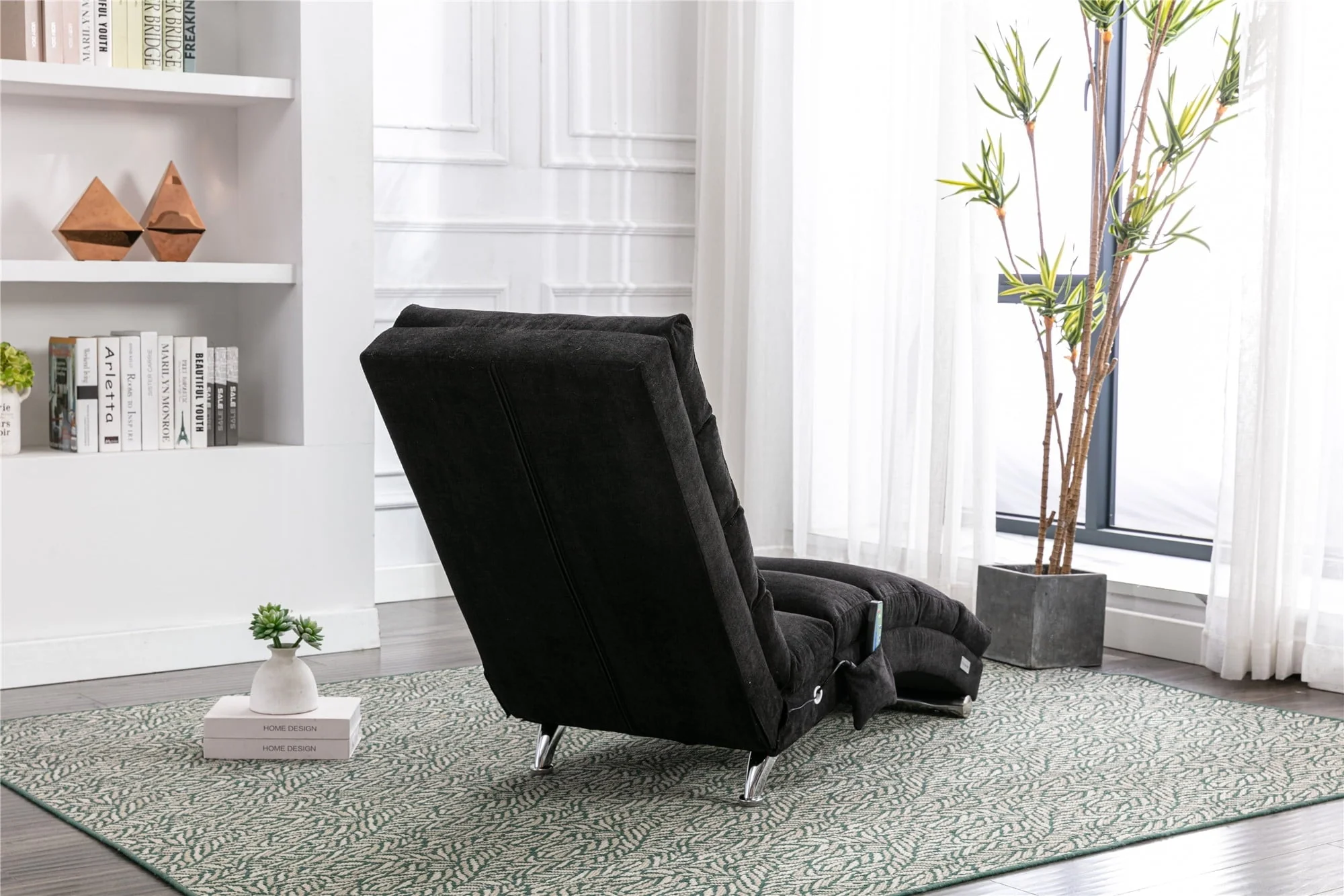 Dcenta Linen Chaise Indoor Chair, Modern Long Lounger for Office or Living Room