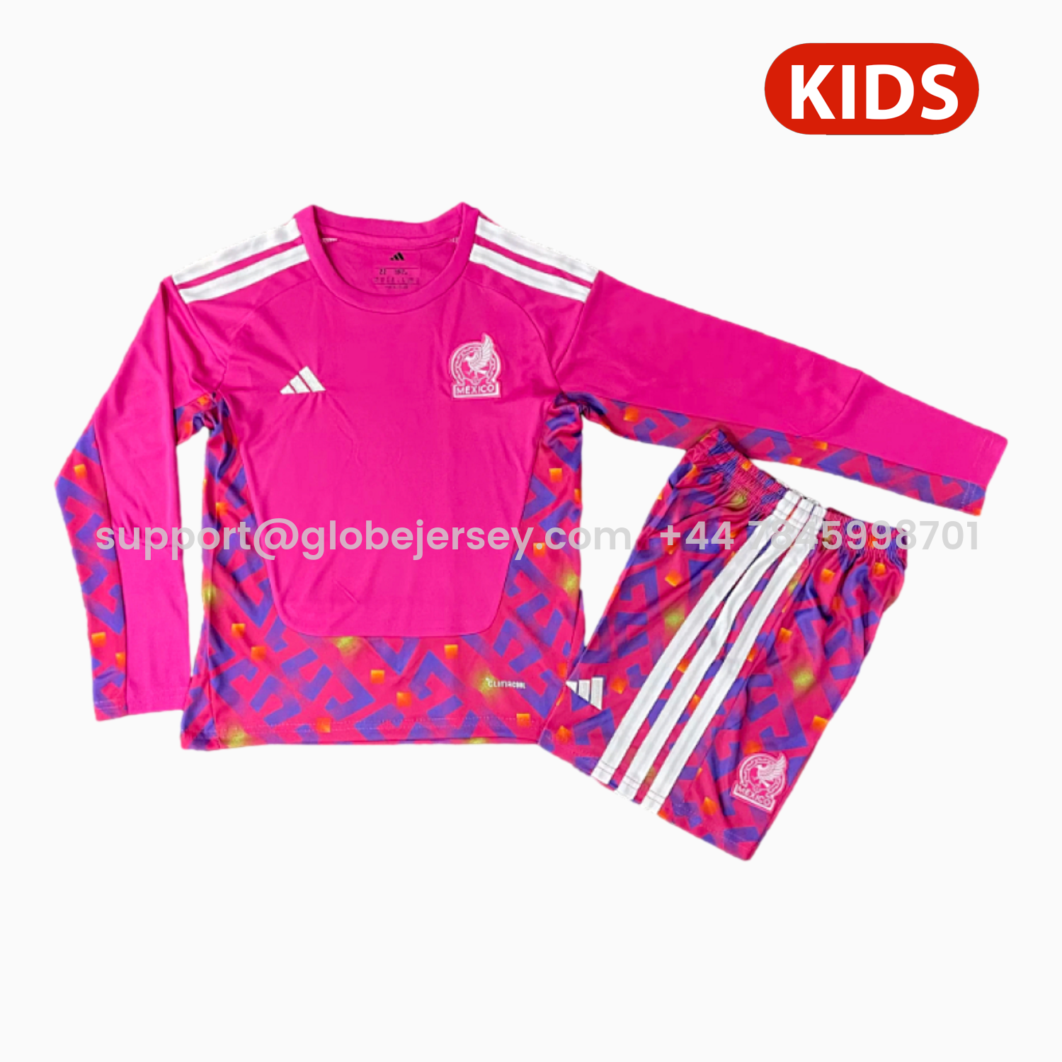 Mexico 2026 Goalkeeper Pink Long Sleeves Kids Kit