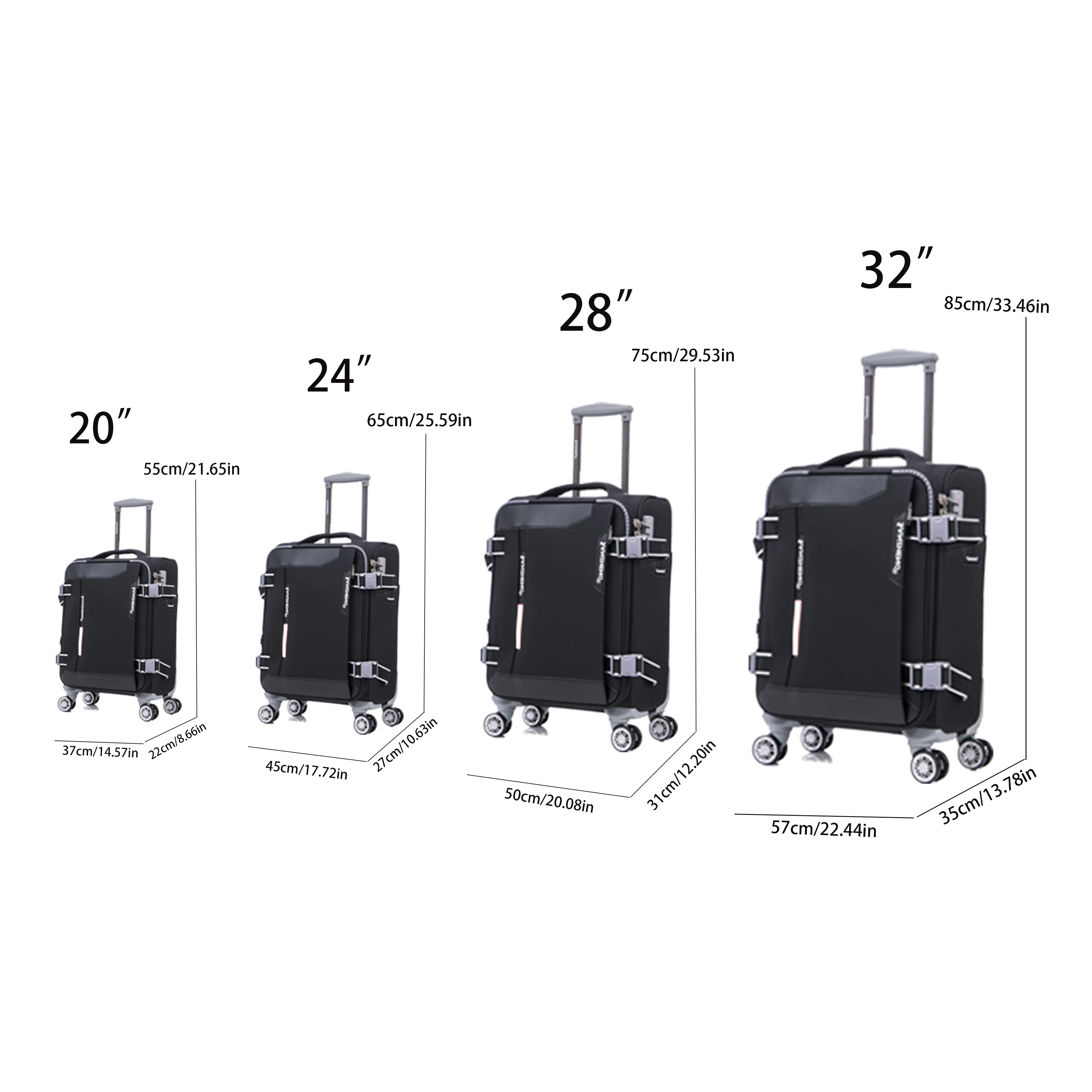 4-Piece Sage Green Softside Luggage Set with Spinner Wheels, Lightweight Expandable Suitcases (20