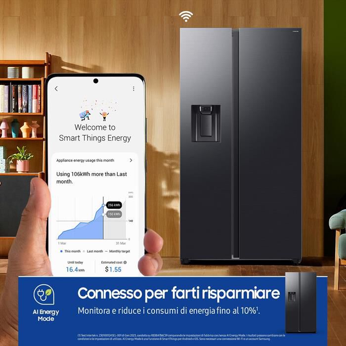 SAMSUNG - Frigorifero side by side RS70F64KEFEF Classe E-Antracite