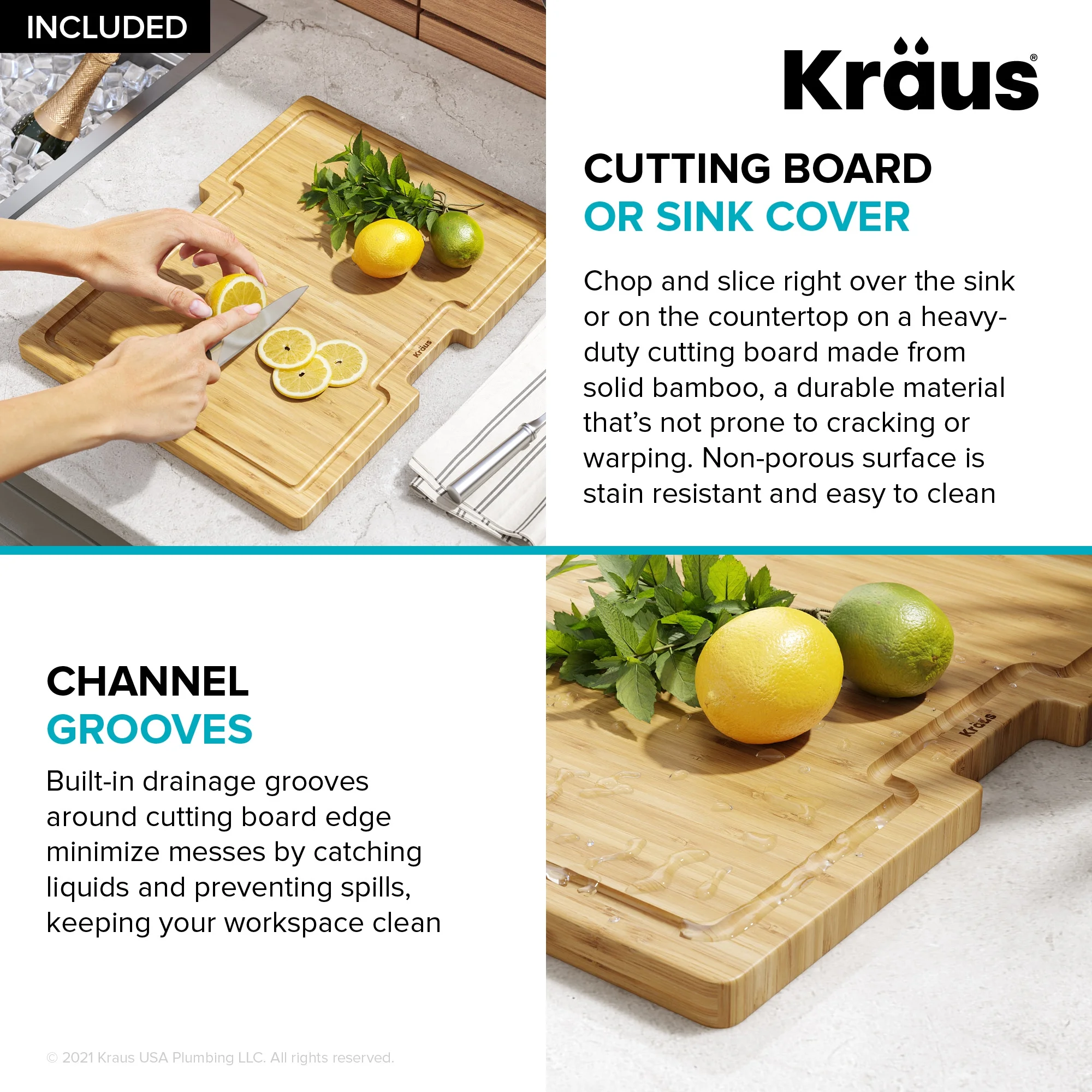 Kraus Kore 15 Outdoor Workstation Drop-In 16 Gauge Marine Grade T-316 Stainless Steel Single Bowl Kitchen Bar Sink with Accessories