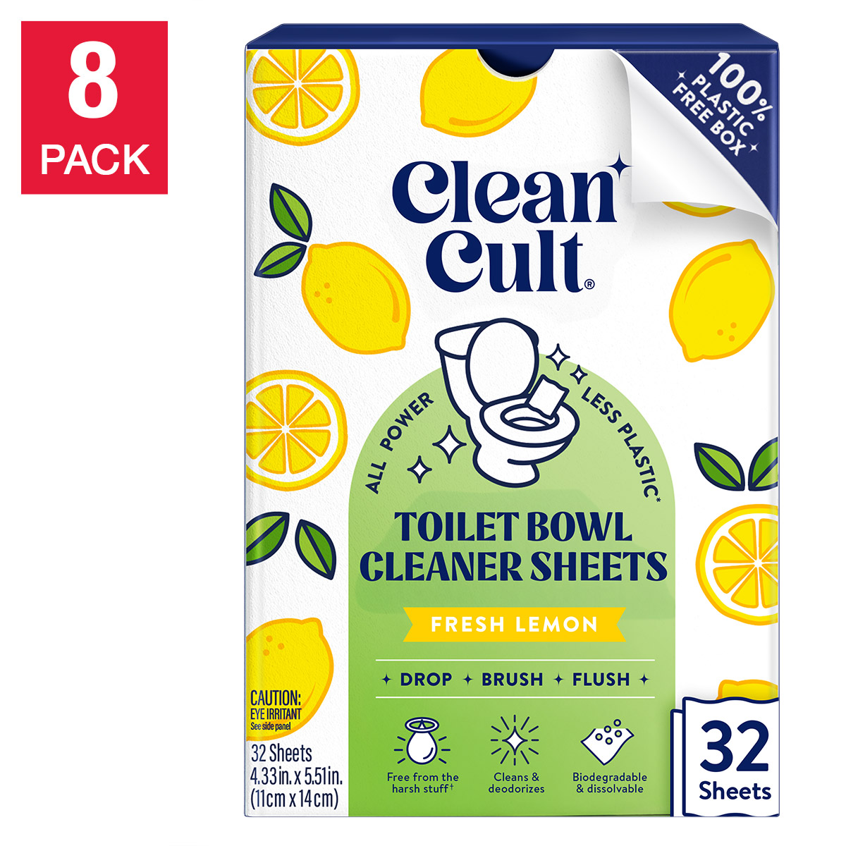 Cleancult Toilet Bowl Cleaner Sheets, Fresh Lemon, 256-count