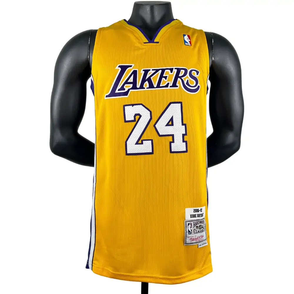 Embroidered MN Retro Jersey Lakers 06/07 Season V-neck Yellow No. 24 Kobe