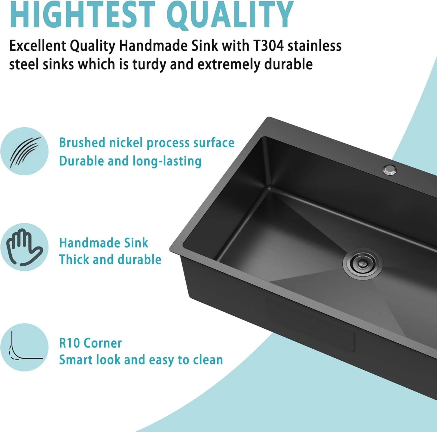 33 x 22 Inch Black Stainless Steel Single Bowl Kitchen Sink, Drop-In Topmount, 18 Gauge, with Bottom Grid and Drain Strainer Set