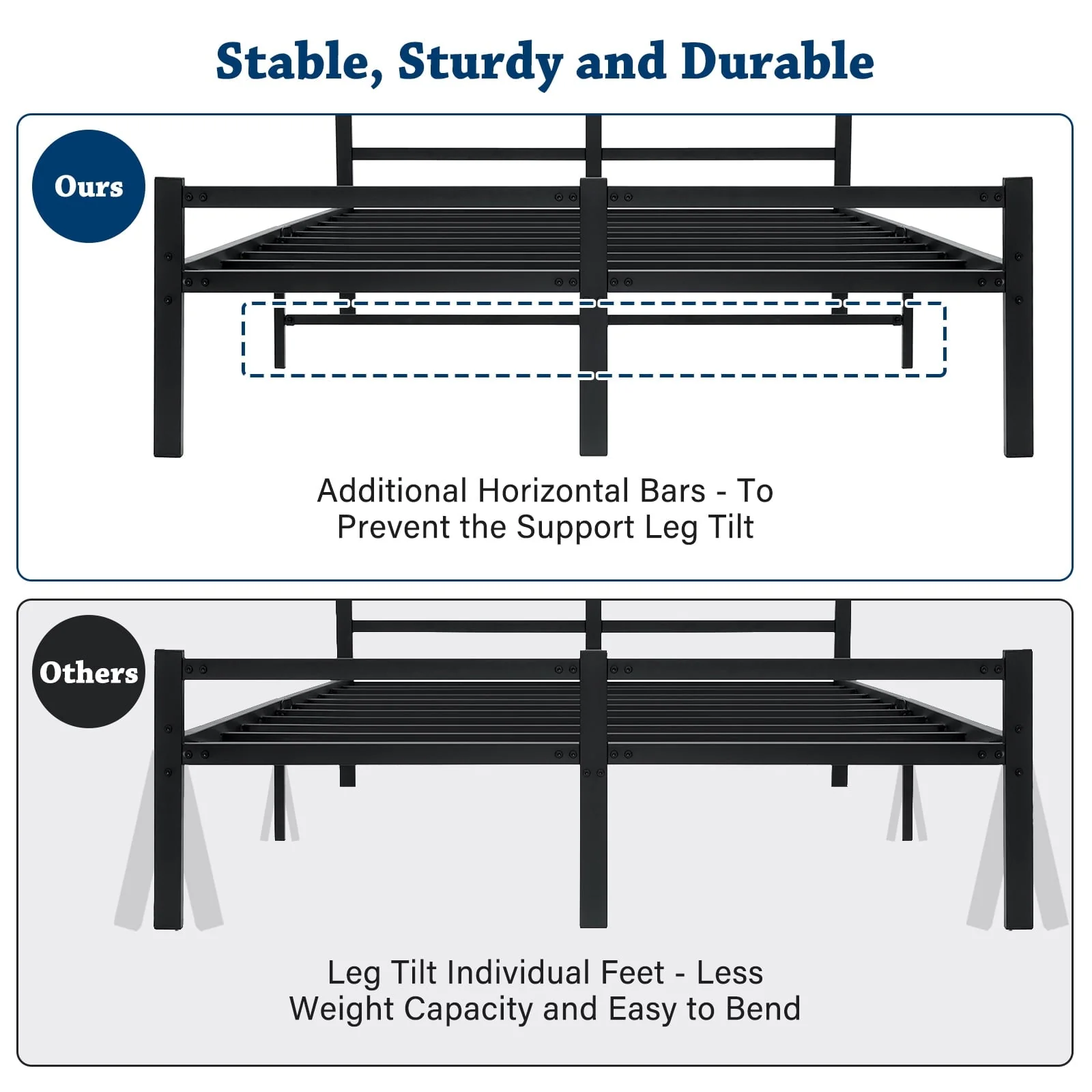 Queen Size Bed Frame with Headboard and Footboard 14 inch Heavy Duty Metal Platform Bed Frame No Box Spring Needed, Black
