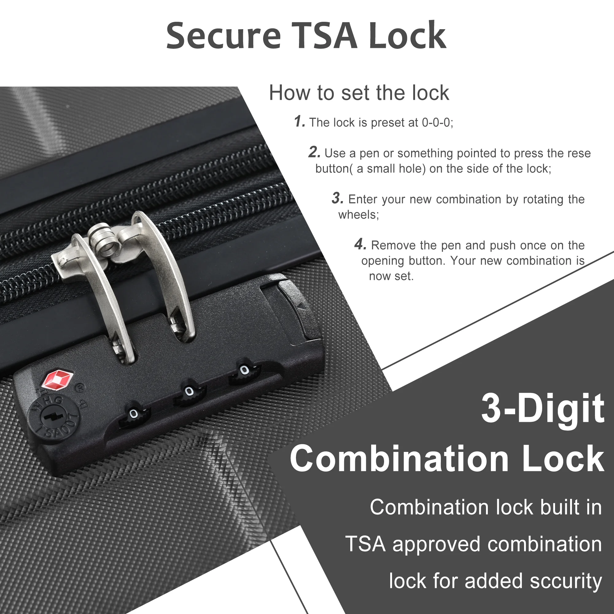 EUROCO 3 Piece Luggage Set, Expandable Hardshell Suitcase with TSA Lock and Double Spinner Wheels,ABS Lightweight Durable Travel luggage Set(20