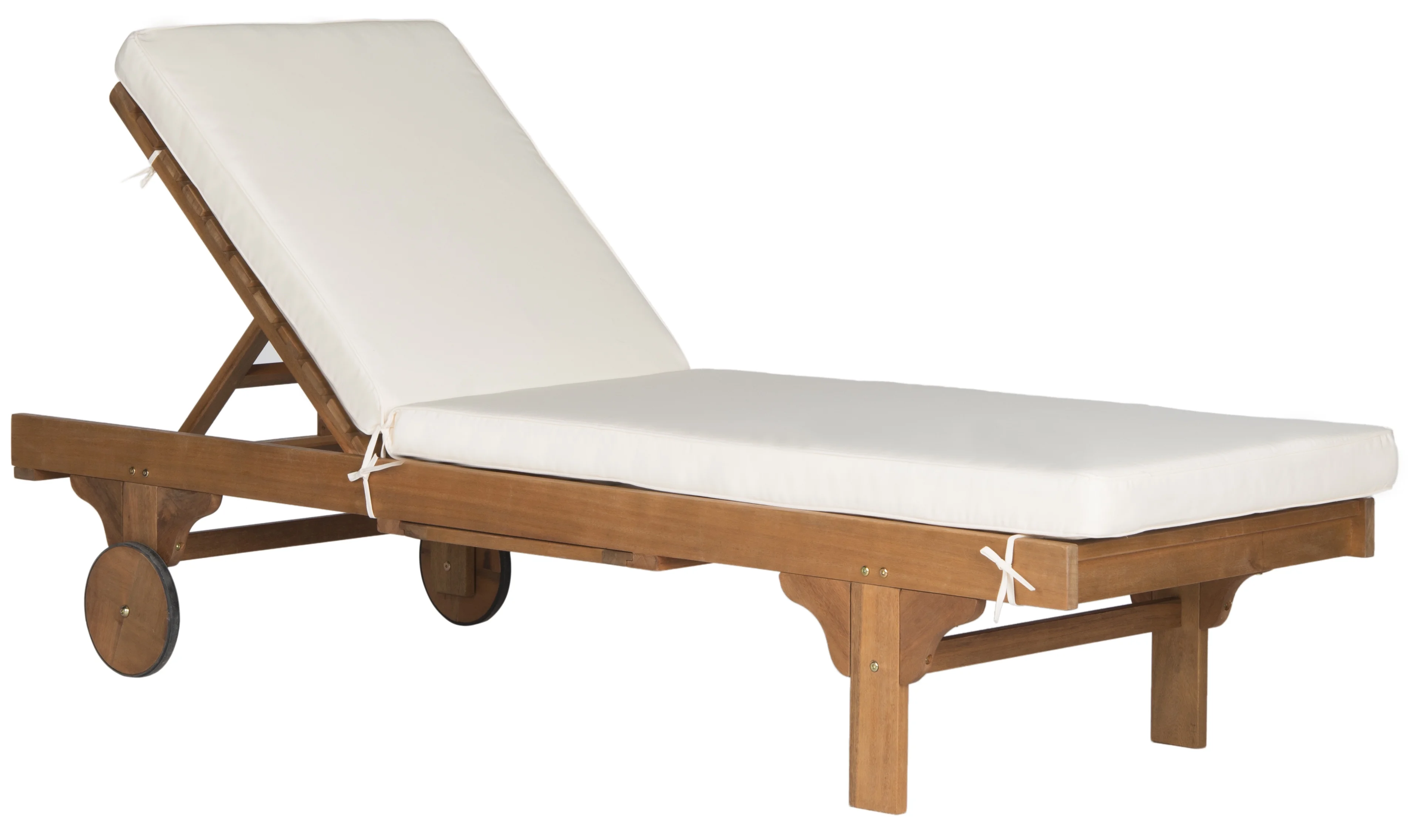 Safavieh  Outdoor Newport Solid Wood Chaise Lounge Chair with Side Table & Cushion - 27.6