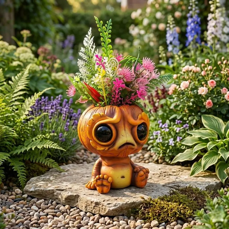 🌸Unique Resin Sitting Planter Cute Animal Flower Pot Succulent Container Decorative Garden Sculpture Indoor Outdoor Pot Gift for Plant Lover