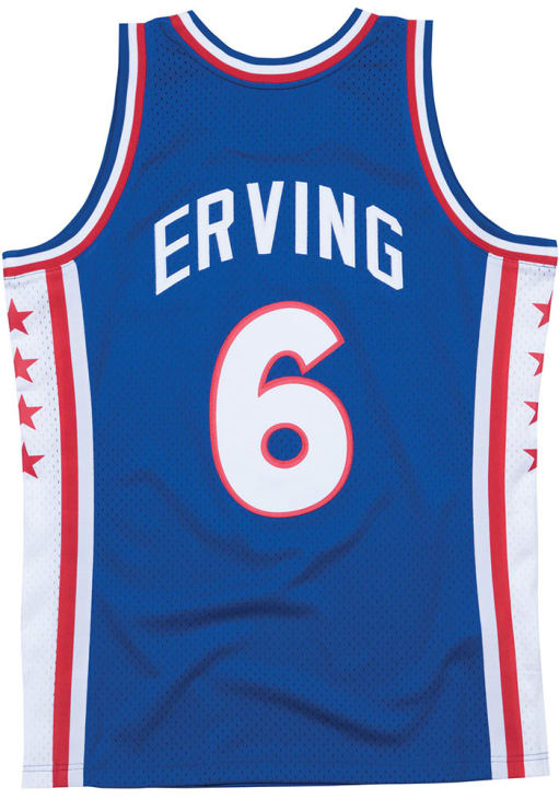 JULIUS ERVING PHILADELPHIA 76ERS MITCHELL AND NESS 76-77 ROAD SWINGMAN JERSEY