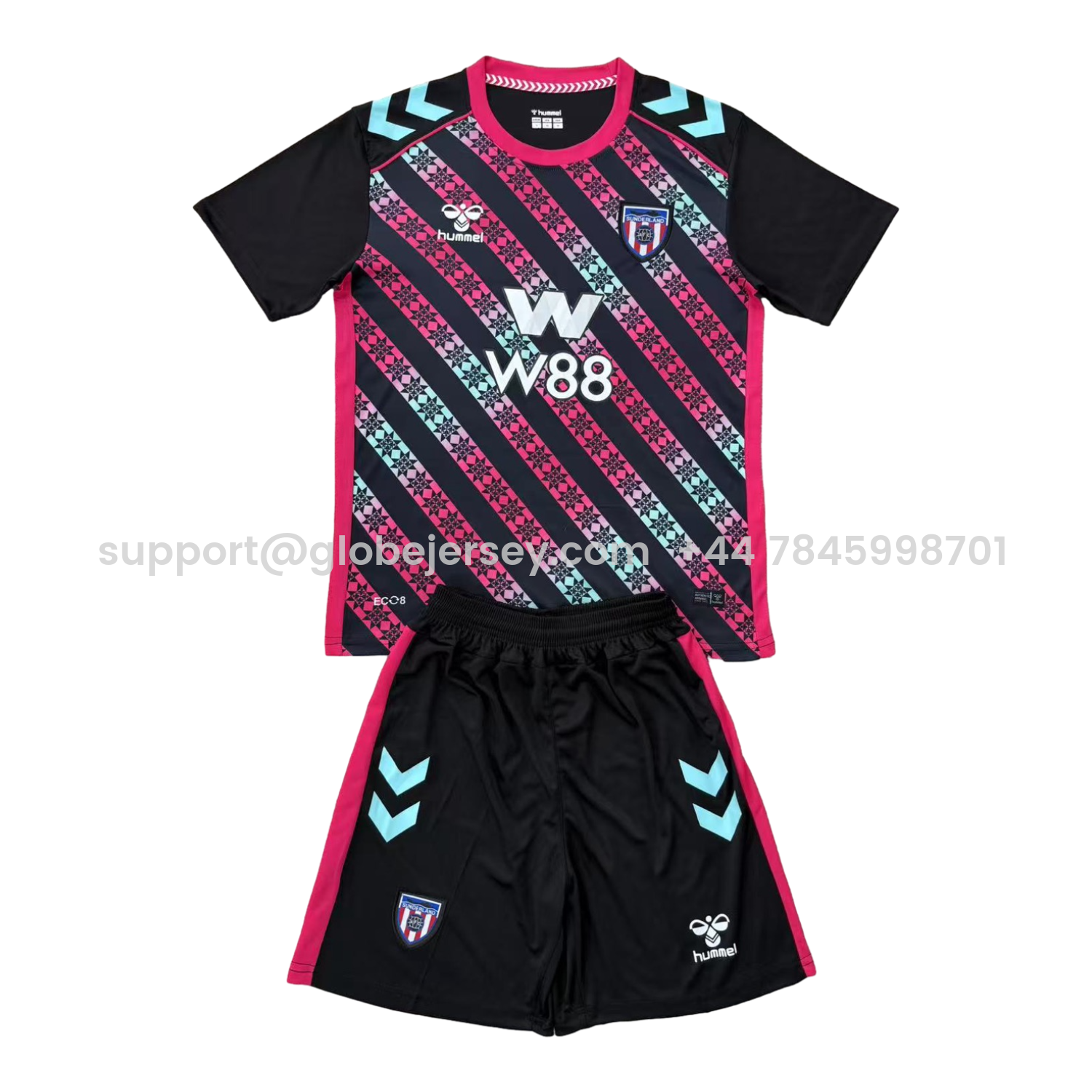 Sunderland 25-26 Goalkeeper Black And Pink Men's Adult Jersey Set - Fans Version