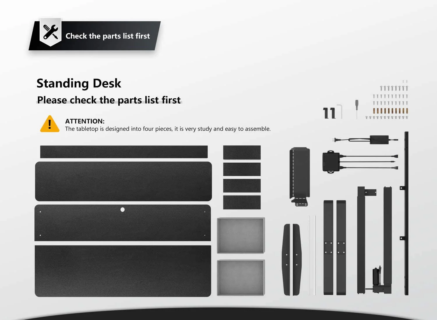 Fezibo Height Adjustable Electric Standing Desk with Drawers and Storage Shelf, Sit Stand Desk with Splice Board, Black Finish, 55