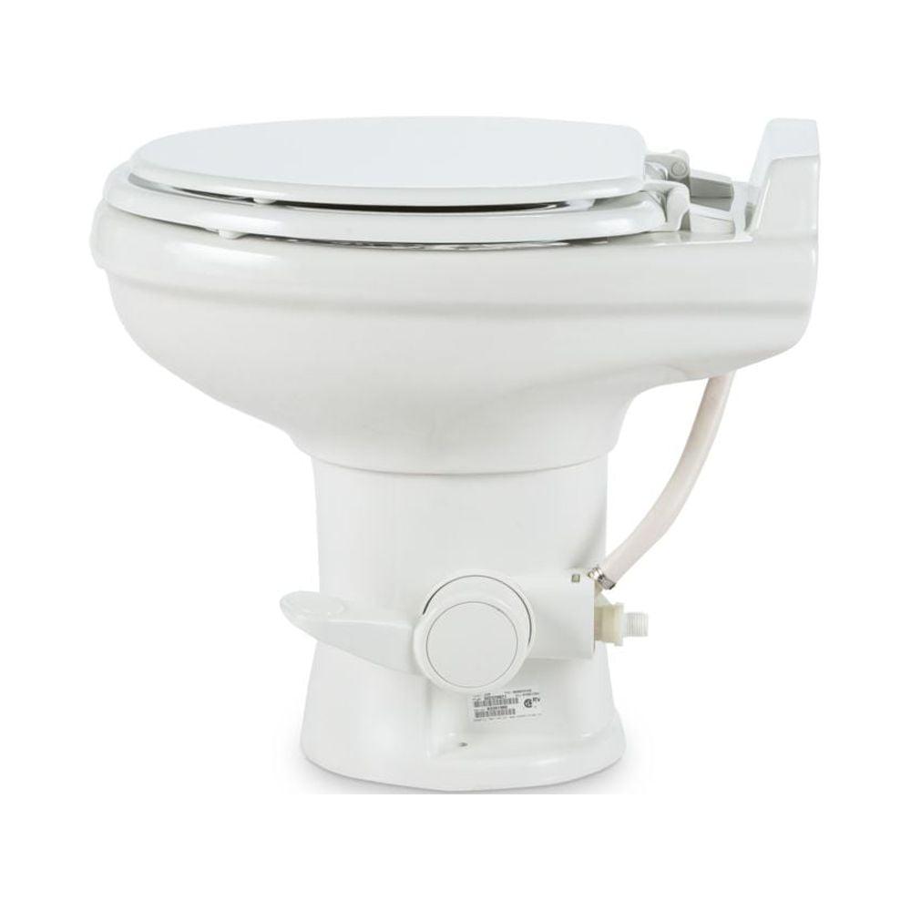 Dometic 320 RV Toilet | White | 302320081 | Standard Height | Gravity Toilet | Elongated Ceramic Bowl | Flush with Foot Pedal | For RVs. Trailers. and Outdoor Campers