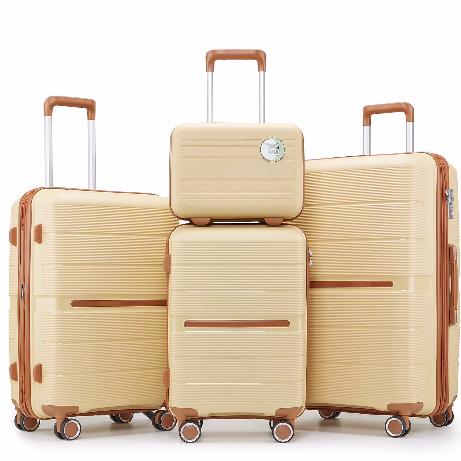 4 Piece Luggage Set, Expandable Lightweight Suitcase Set, PP Materials Travel Luggage with TSA Lock Spinner Wheels, White (14/20/24/28)