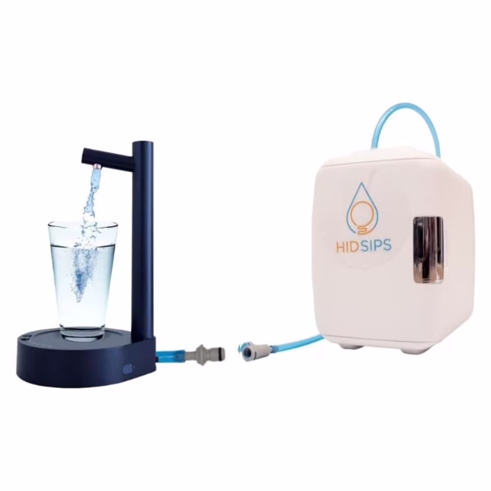 Desktop Water Dispenser kit with 4L Mini Fridge Water Storage and Filtration System, Water Cooler for Nightstand and Bedside, Beverage Dispenser, mini fridge with water dispenser (White w/ No Filter)