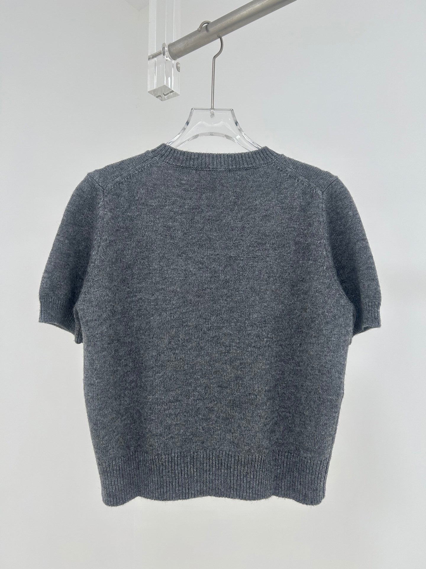 3D embroidered letter logo knitted wool short sleeves