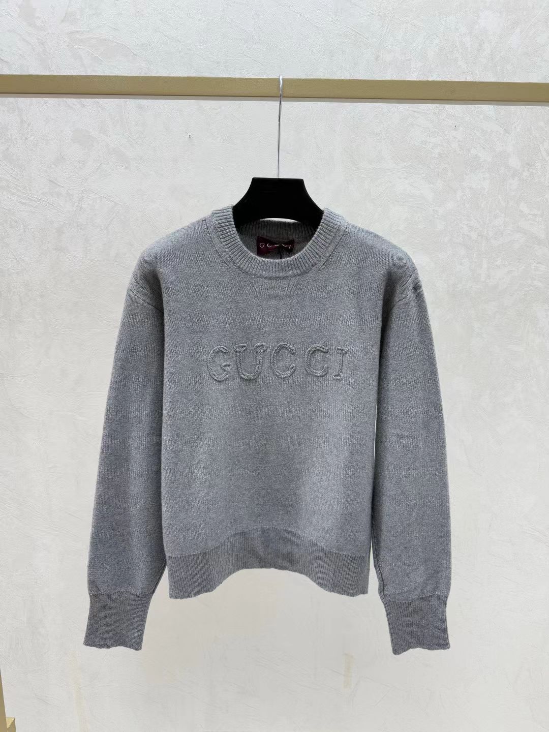 26SS Crocheted letter crew neck pullover sweater