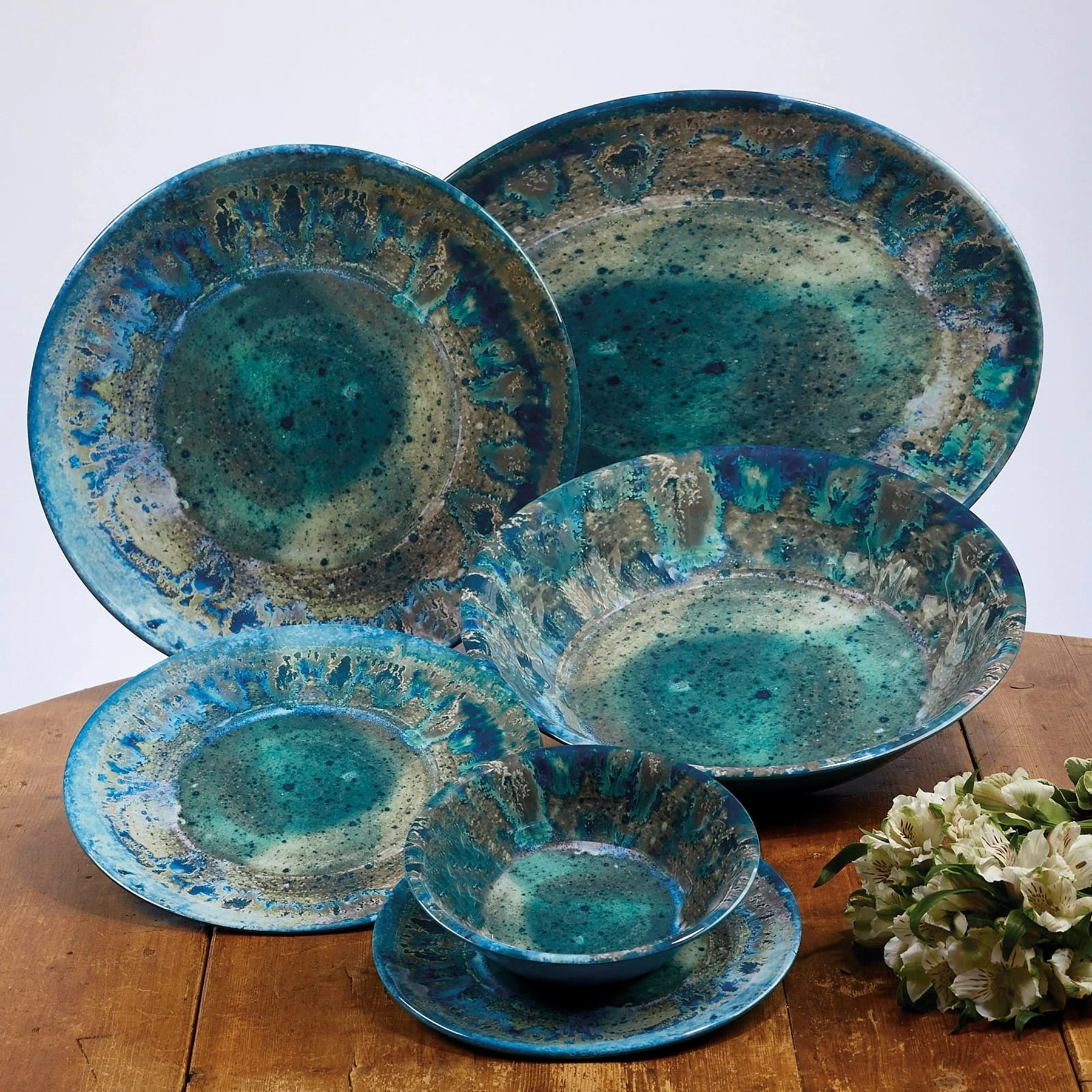 Radiance Teal 12 Piece Dinnerware Set