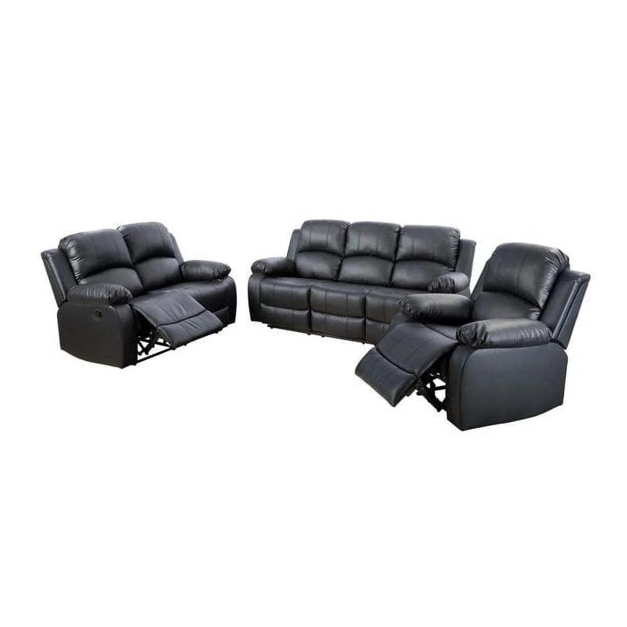 Ainehome Furniture 3 - Pieces Recliner Sectional Sofa Set. Reclining Living Room Sofa. Loveseat. Chair (Black. Living Room Set 3+2+1)