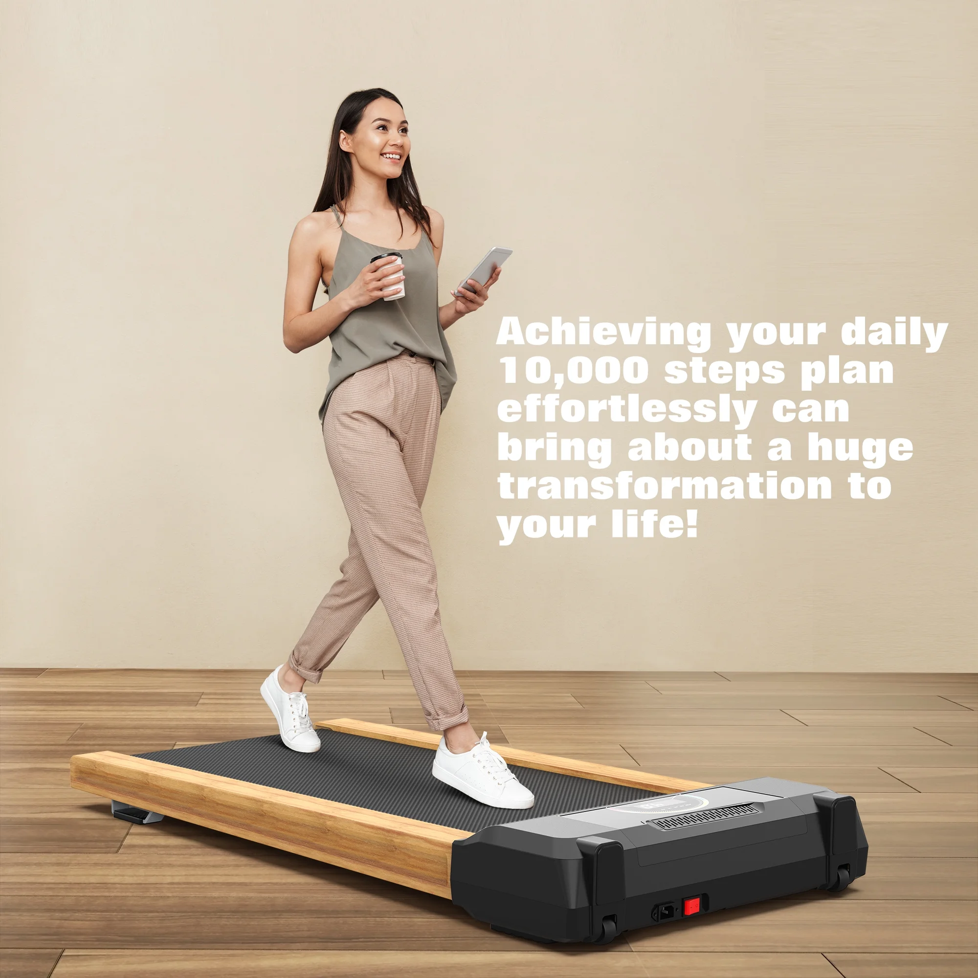 [TREADMILL CLEARANCE] FYC 2.5HP Folding Treadmill with Adjustable Height Desk & Incline - Compact Electric Treadmill Bluetooth Speaker for Running Walking Foldable Portable  (Silver)