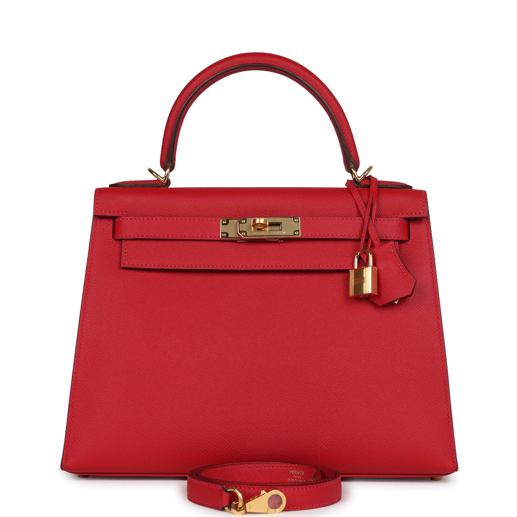 Kelly Sellier 28 Rouge Casaque Epsom Gold Hardware