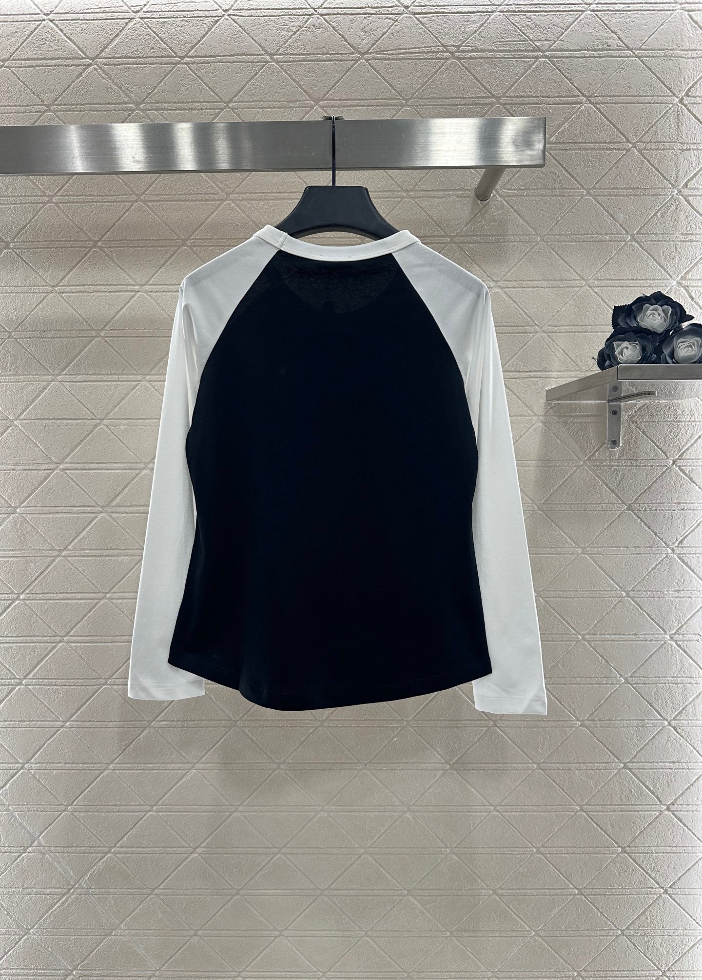 Round neck raglan beaded sequined long sleeves