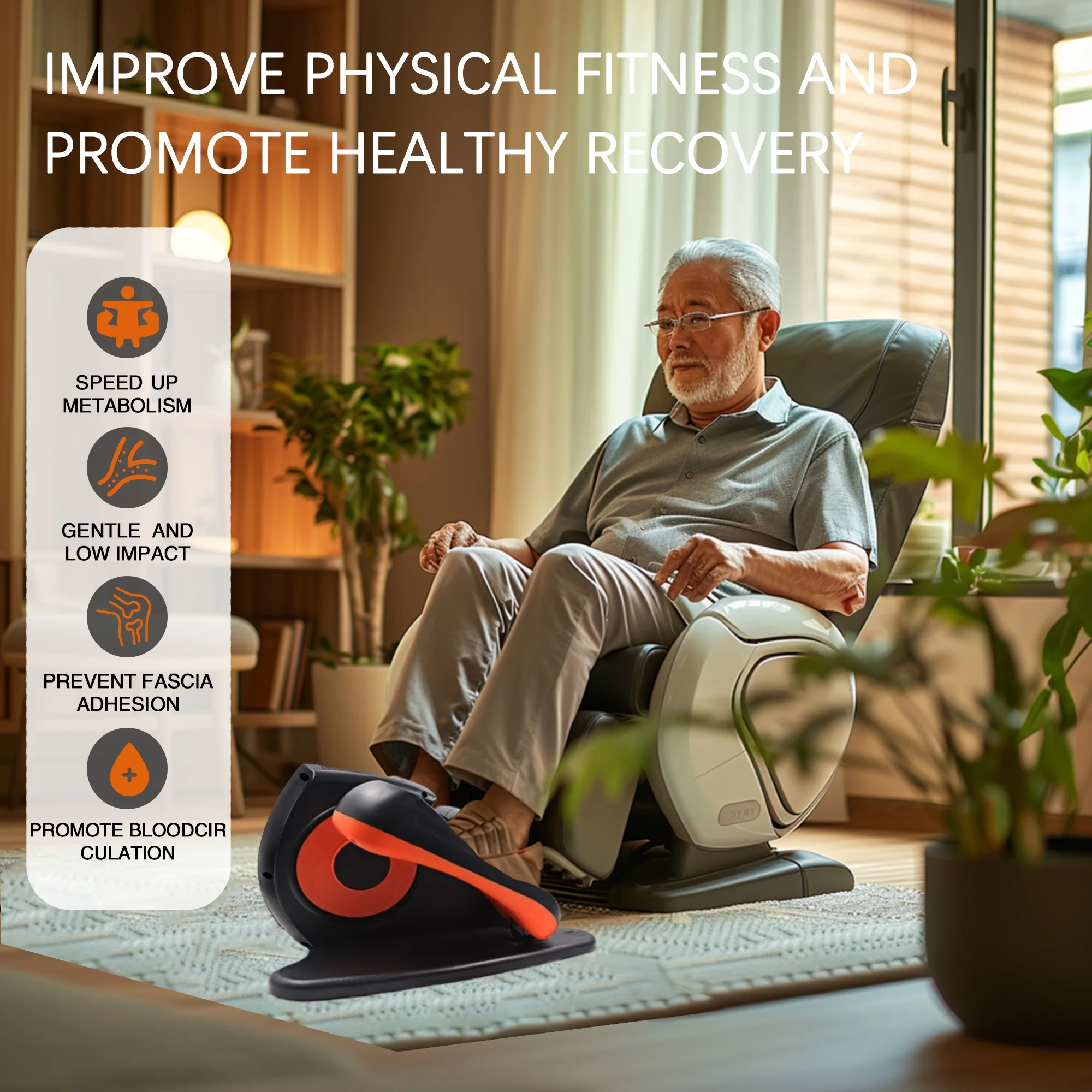 Under Desk Elliptical, 10 Adjustable Speeds Ellipse Leg Exerciser While Sitting for Seniors & Adults, Fully Assembled Leg Exercise Pro Compact Pedal Ellipse with Remote Control