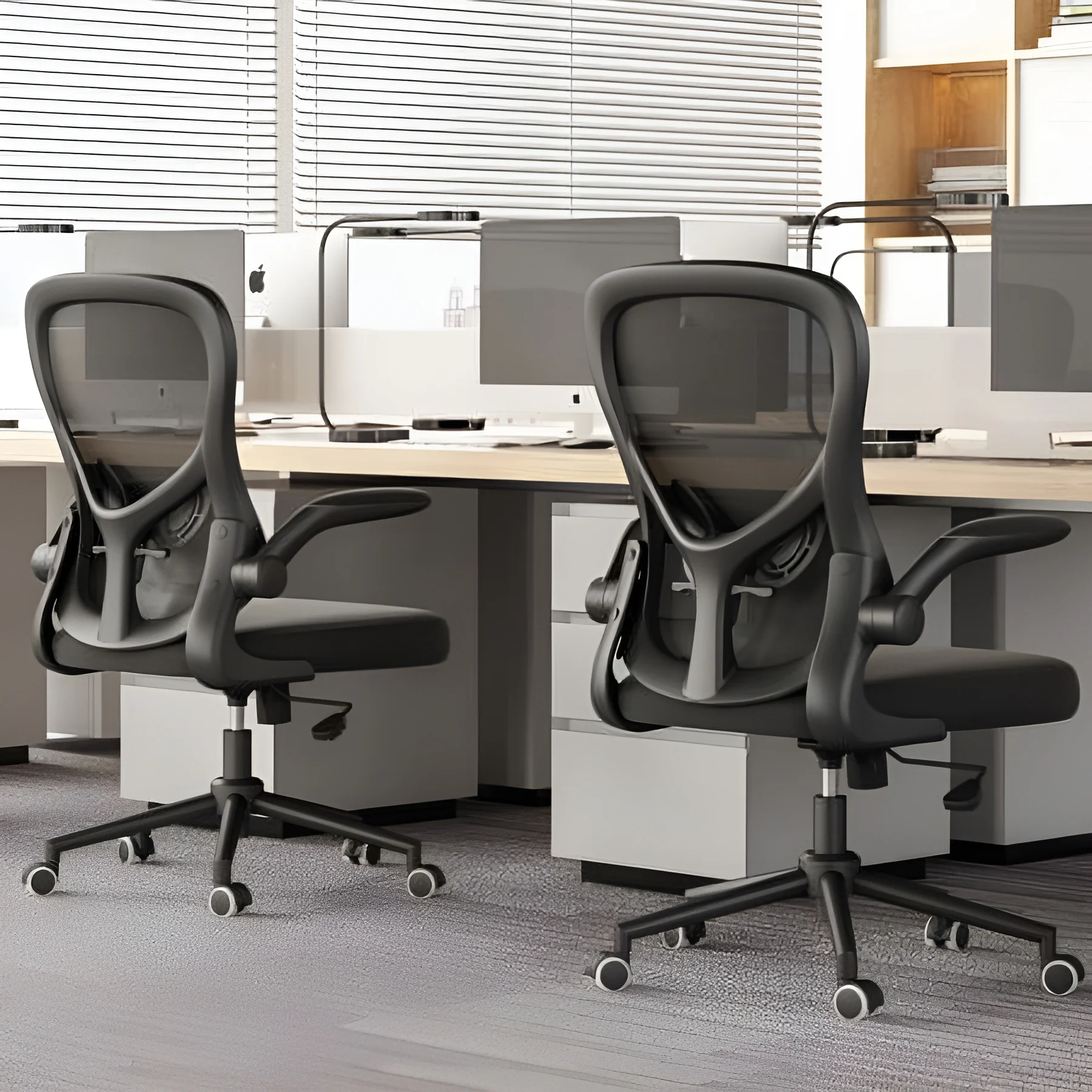 Hbada Office Chair, Ergonomic Desk Chair, Computer Mesh Chair with Lumbar Support and Flip-up Arms, Gray