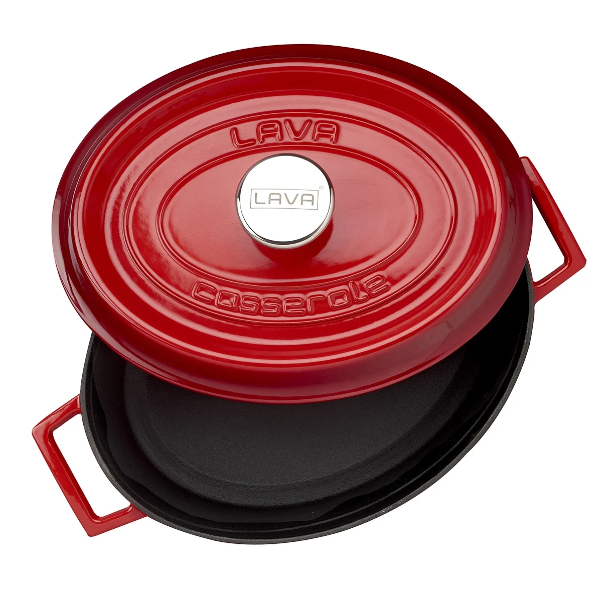 LAVA 6.75 Quarts Cast Iron Dutch Oven: Multipurpose Stylish Oval Shape Dutch Oven Pot with Three Layers of Enamel Coated with Trendy Lid (Blue)