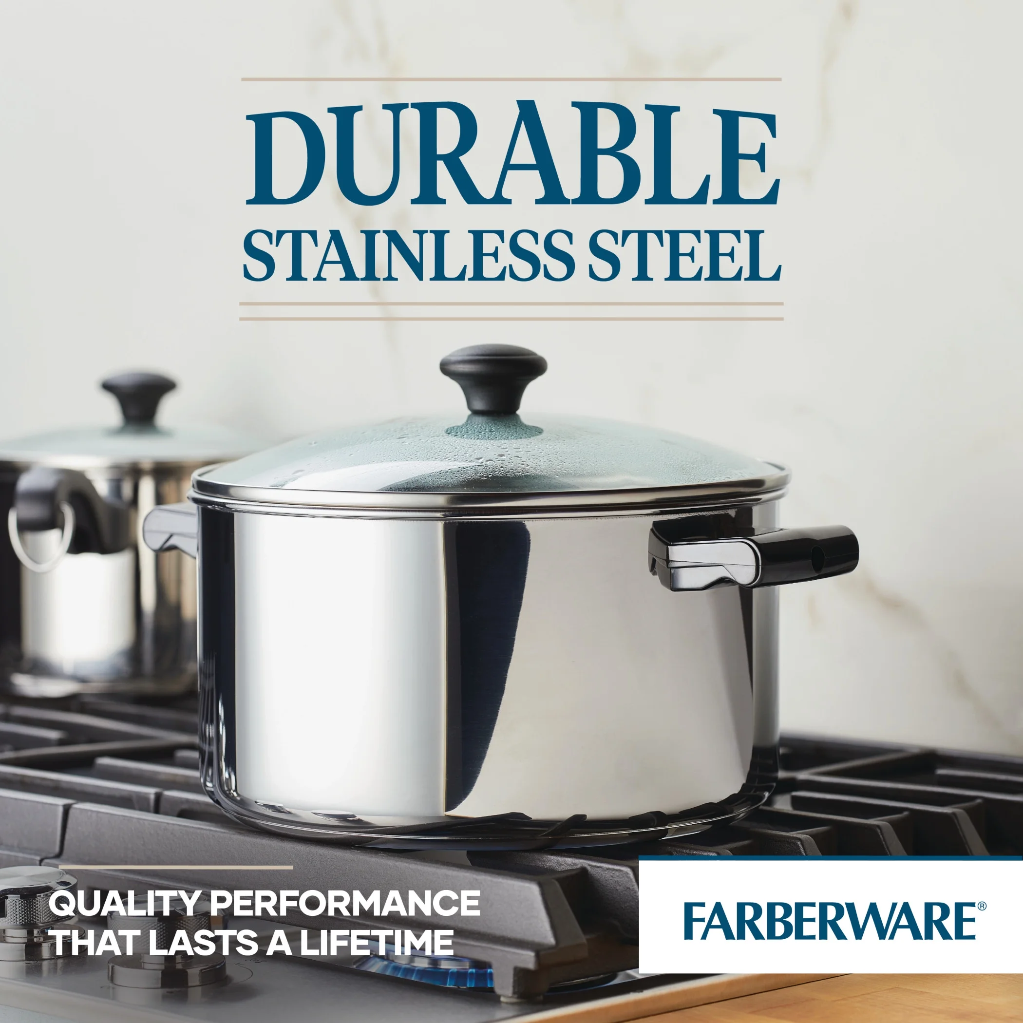 Farberware Classic Traditions 12 Pcs Stainless Steel Cookware Set Induction Compatible with Ceramic Nonstick Frying Pans and Cooking Utensils, Metal Utensil Safe, Dishwasher Safe, Stainless Steel